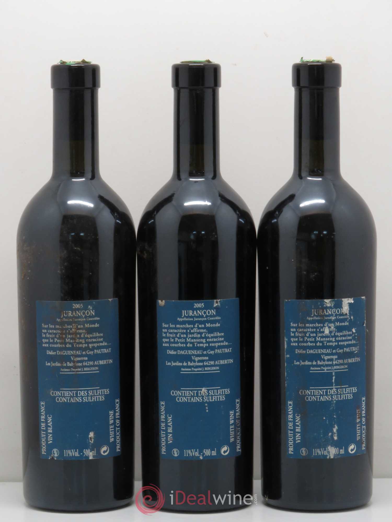 Vin de France (anciennement Jurançon) Jardins de Babylone Didier Dagueneau 50cl 2005 - Lotto di 3 bottiglie - 1