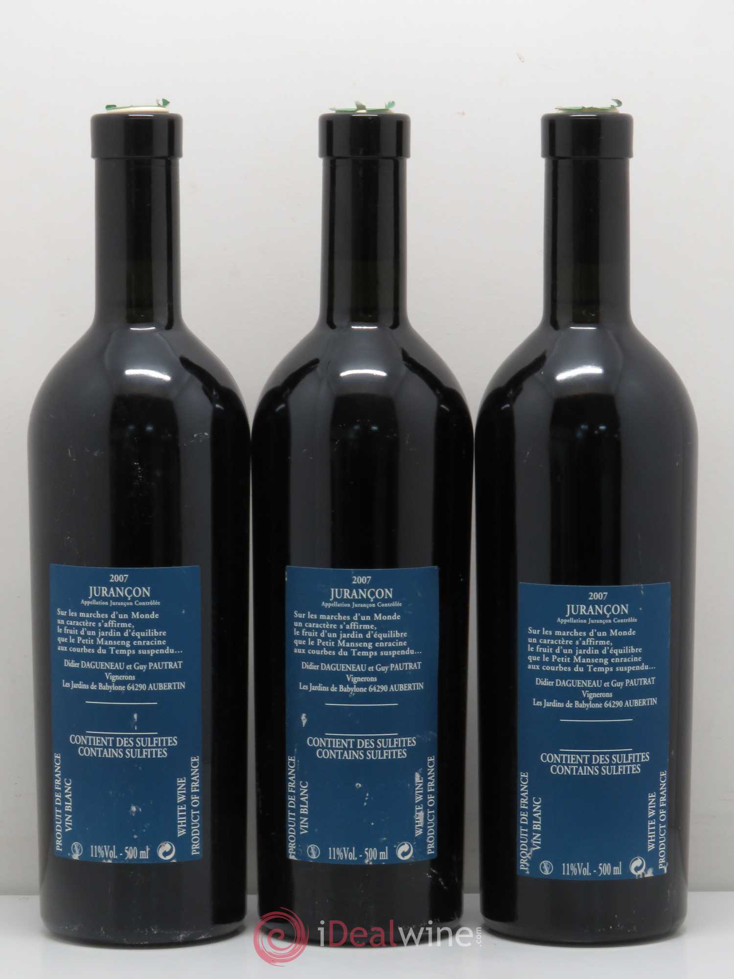 Vin de France (anciennement Jurançon) Jardins de Babylone Didier Dagueneau 50cl 2007 - Lotto di 3 bottiglie - 1