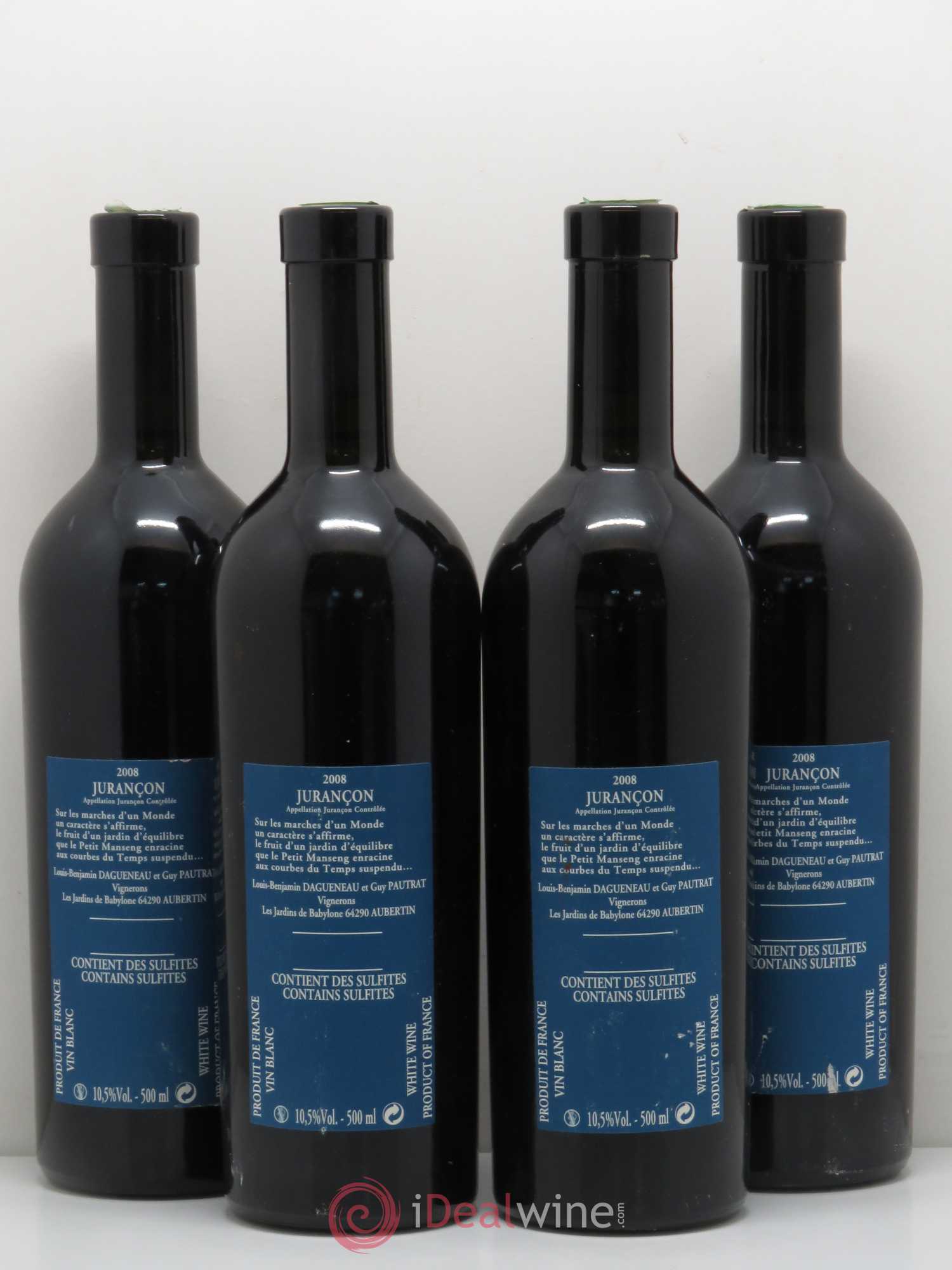 Vin de France (anciennement Jurançon) Jardins de Babylone Didier Dagueneau 50cl 2008 - Lotto di 4 bottiglie - 1