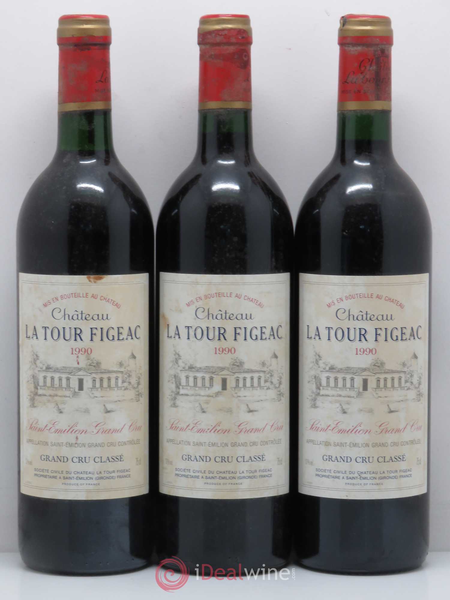 Château la Tour Figeac Grand Cru Classé 1990 - Lot de 3 bouteilles - 0