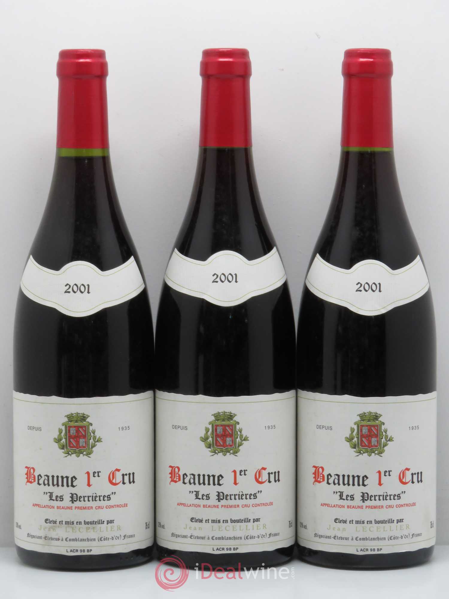 Beaune 1er Cru Perrieres J.Lecellier 2001 - Lot de 12 bouteilles - 1