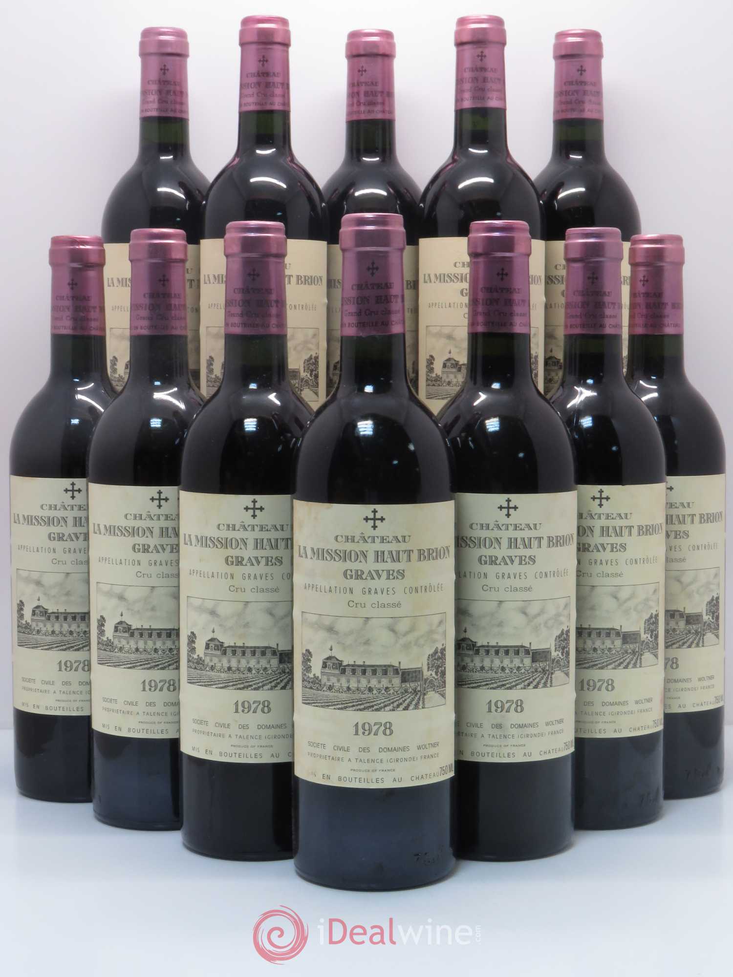 Château la Mission Haut-Brion Cru Classé de Graves 1978 - Lot de 12 bouteilles - 0