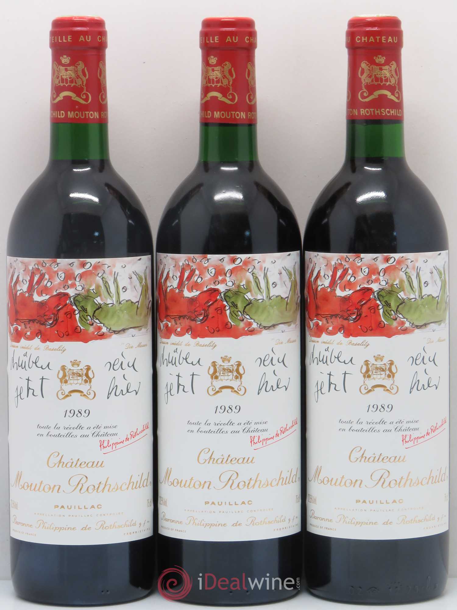 Château Mouton Rothschild 1er Grand Cru Classé 1989 - Lot de 12 bouteilles - 1