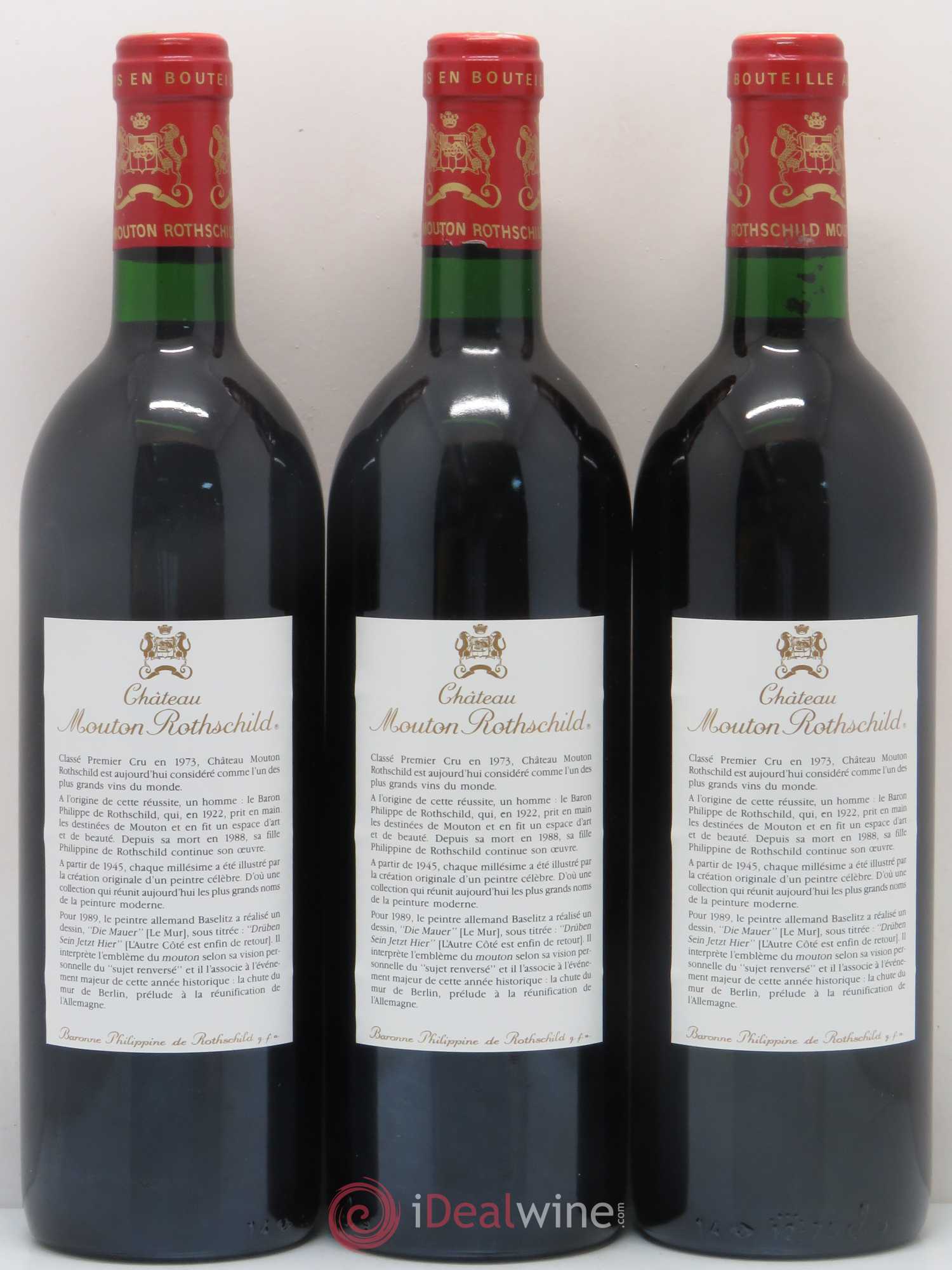 Château Mouton Rothschild 1er Grand Cru Classé 1989 - Lot de 12 bouteilles - 6