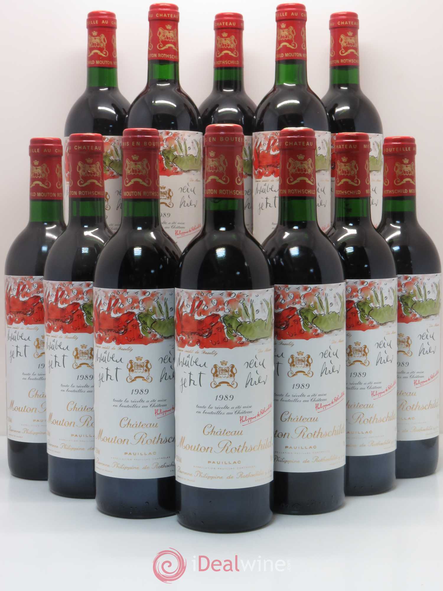 Château Mouton Rothschild 1er Grand Cru Classé 1989 - Lot de 12 bouteilles - 0