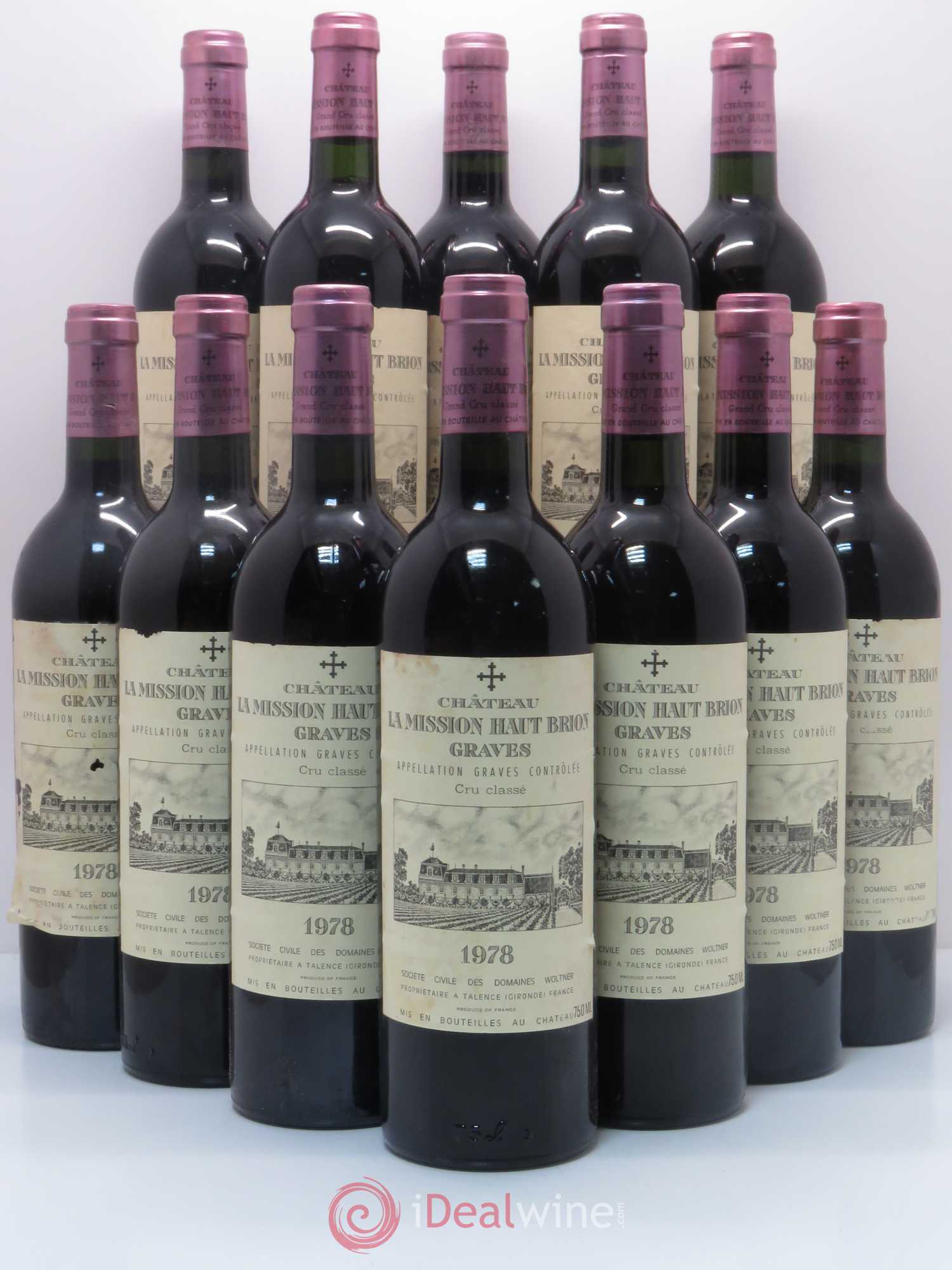 Château la Mission Haut-Brion Cru Classé de Graves 1978 - Lot de 12 bouteilles - 0