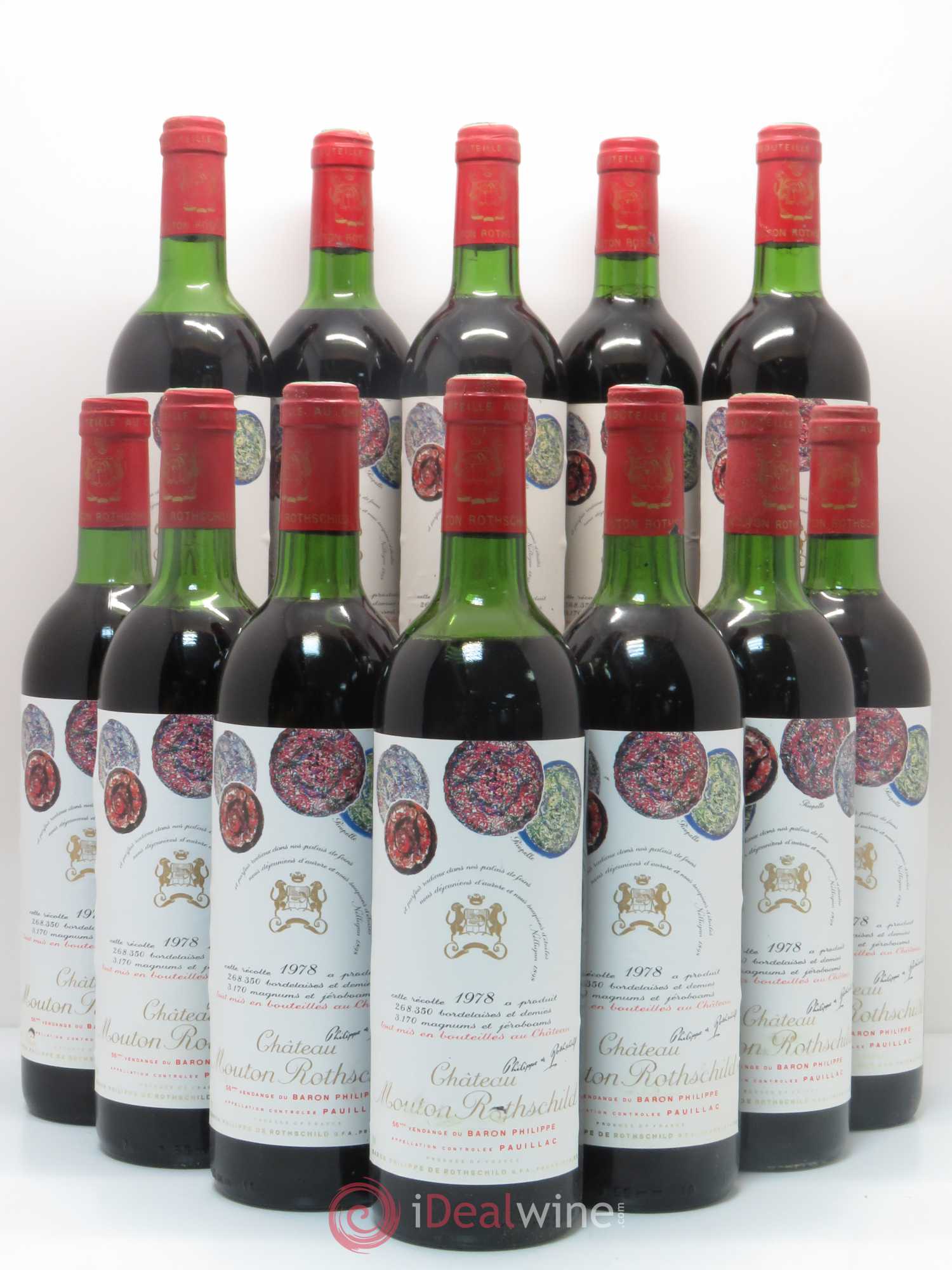 Château Mouton Rothschild 1er Grand Cru Classé 1978 - Lot de 12 bouteilles - 0