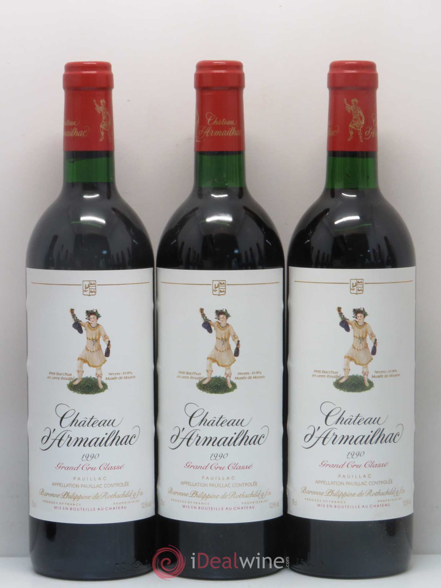 Château d' Armailhac - Mouton Baron(ne) Philippe 5ème Grand Cru Classé 1990 - Lot de 12 bouteilles - 1