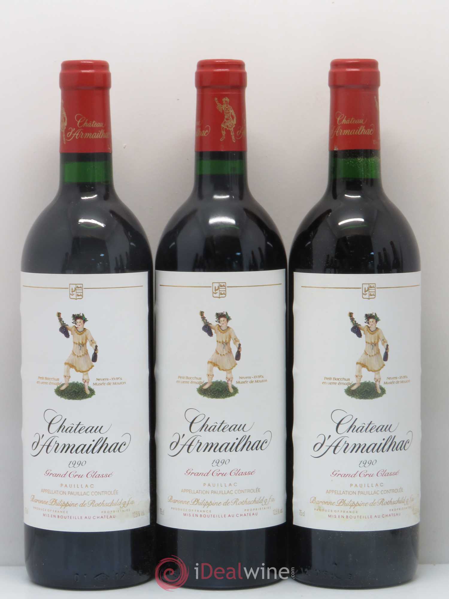 Château d' Armailhac - Mouton Baron(ne) Philippe 5ème Grand Cru Classé 1990 - Lot de 12 bouteilles - 3