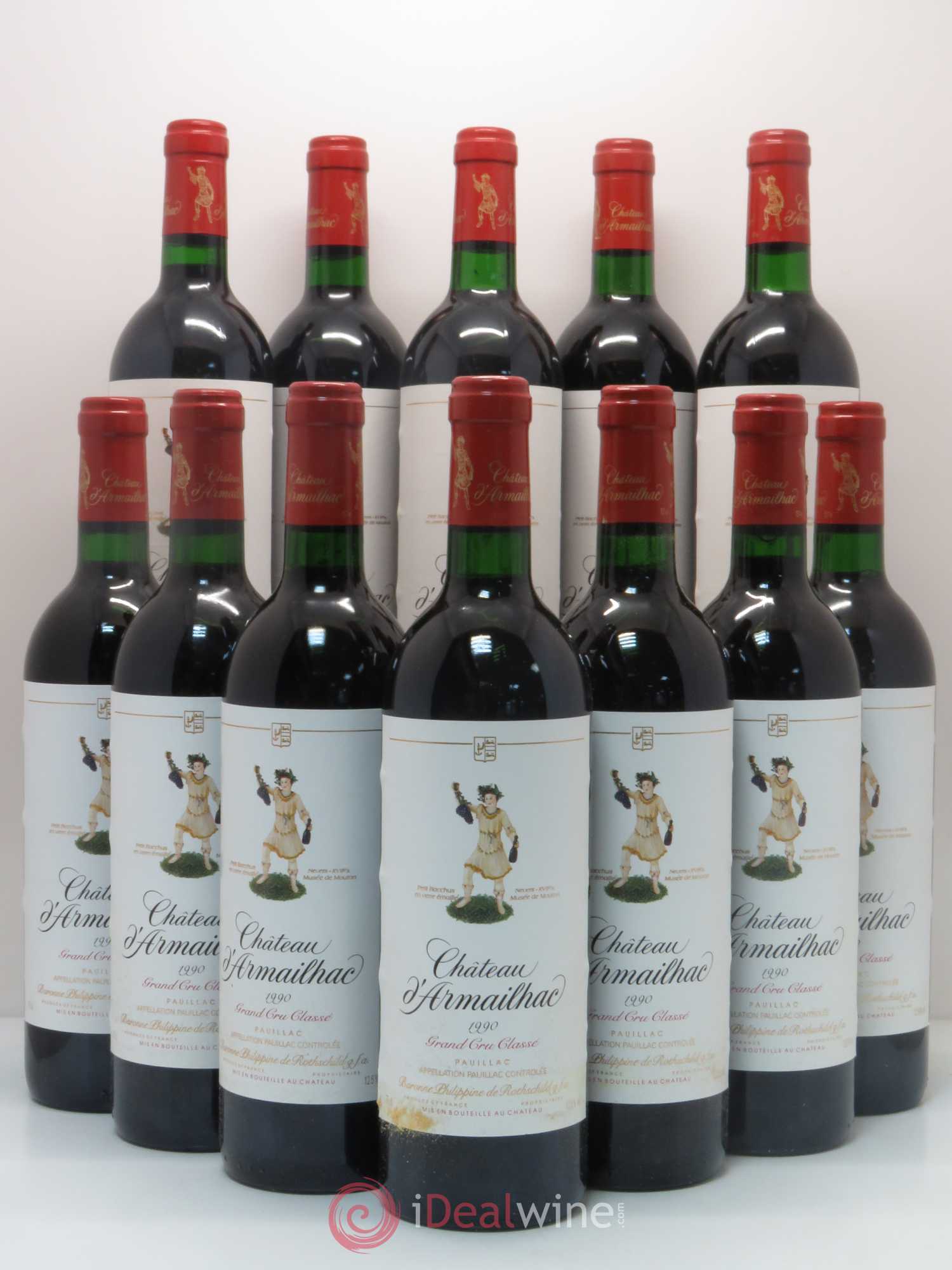 Château d' Armailhac - Mouton Baron(ne) Philippe 5ème Grand Cru Classé 1990 - Lot de 12 bouteilles - 0