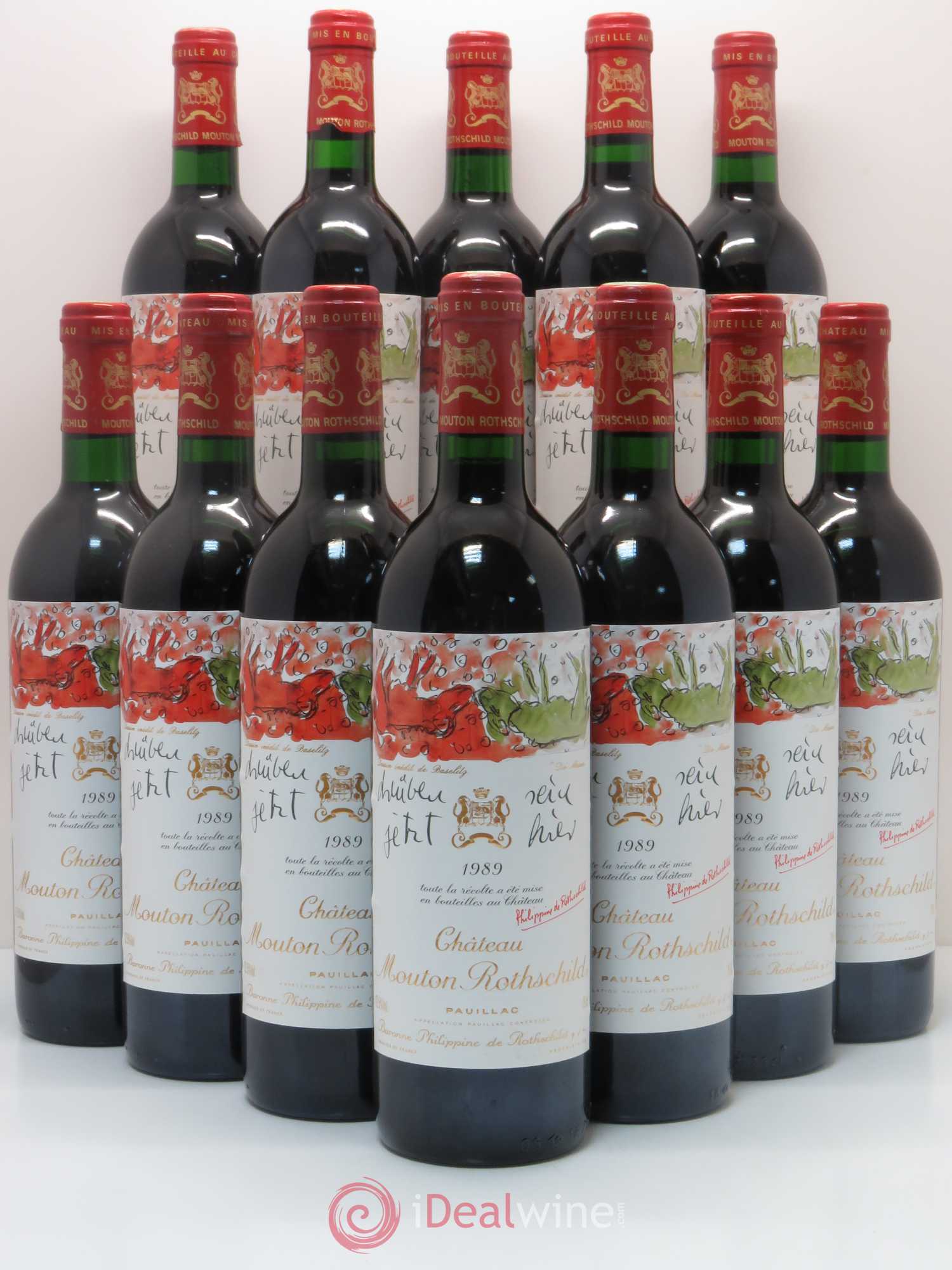 Château Mouton Rothschild 1er Grand Cru Classé 1989 - Lot de 12 bouteilles - 0