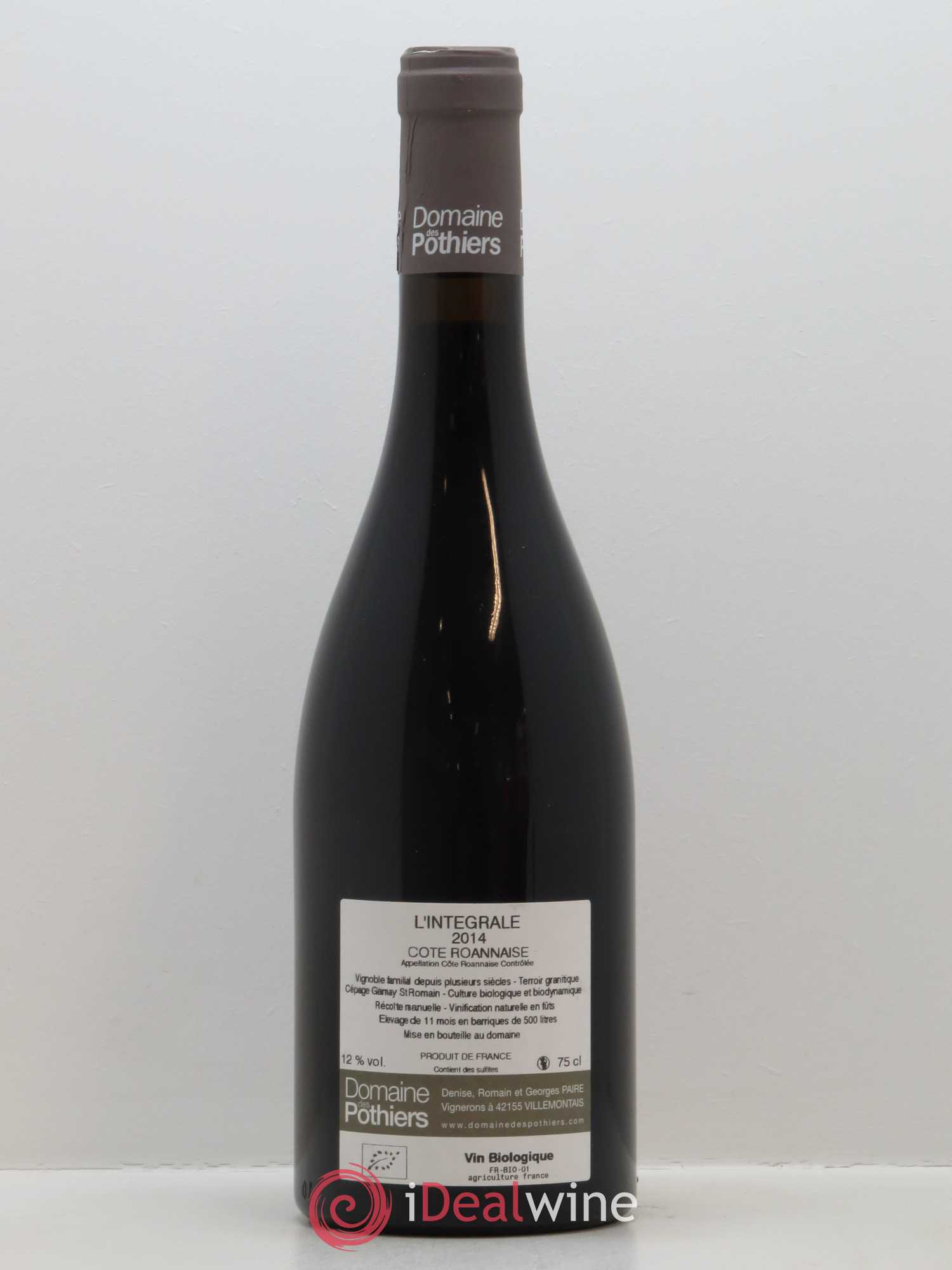 Côte Roannaise L'Intégrale Domaine des Pothiers 2014 - Lot de 1 bouteille - 1