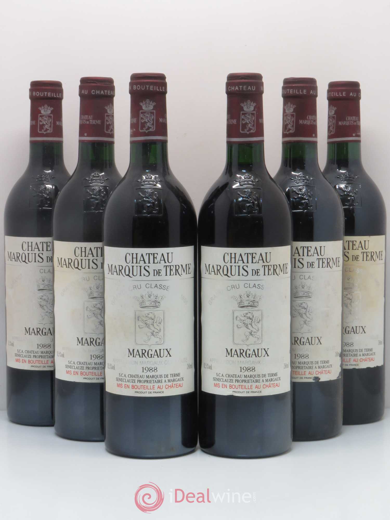 Château Marquis de Terme 4ème Grand Cru Classé 1988 - Lot de 6 bouteilles - 0