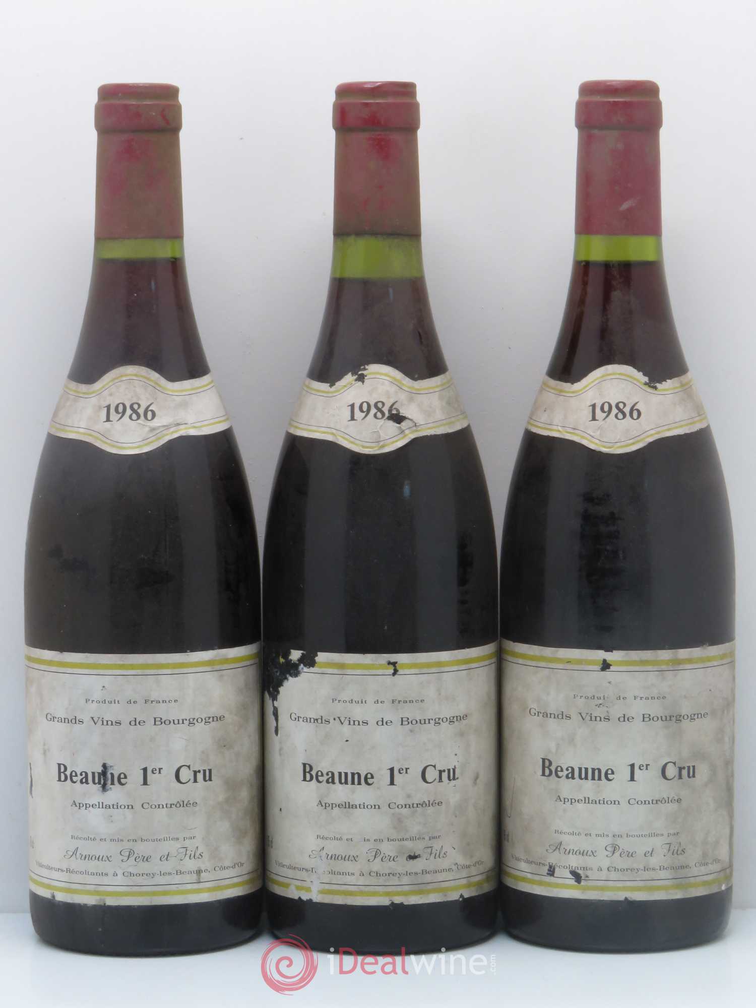Beaune 1er Cru Arnoux Père et Fils 1986 - Lot de 3 bouteilles - 0
