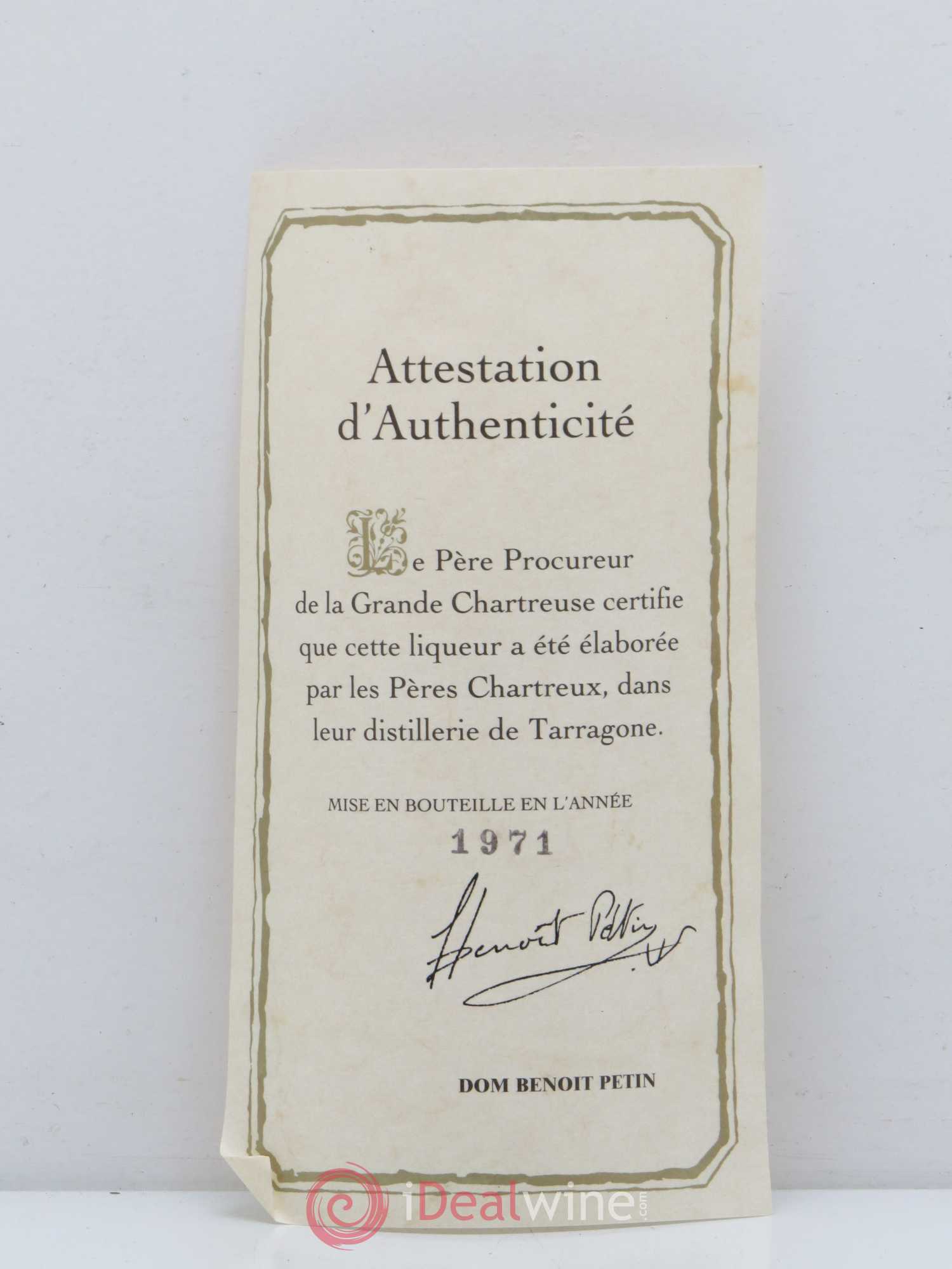 Chartreuse Tarragone Jaune Pères Chartreux 1971 - Lot de 1 bouteille - 1