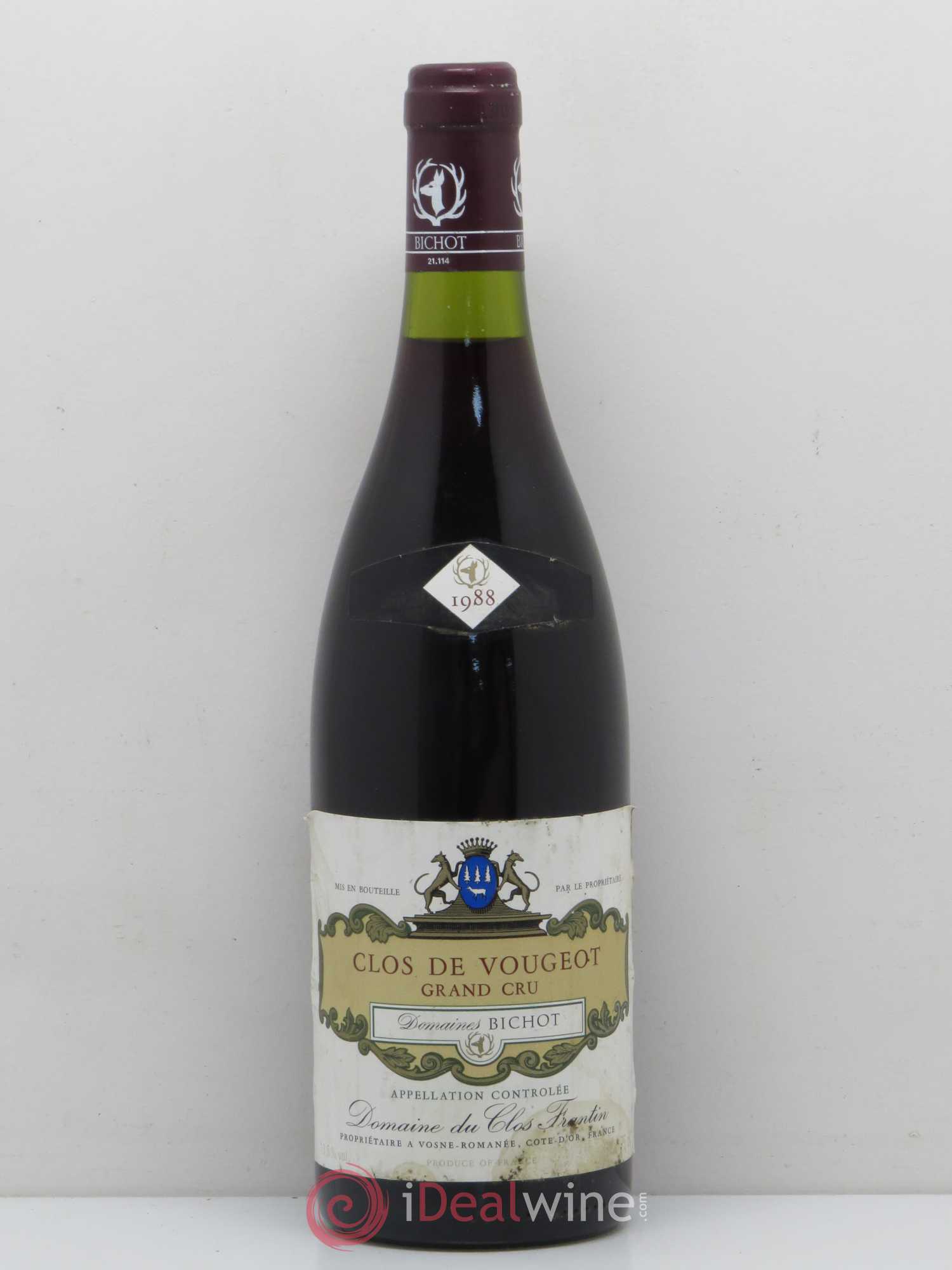 Clos de Vougeot Grand Cru Bichot 1988 - Lot de 1 bouteille - 0