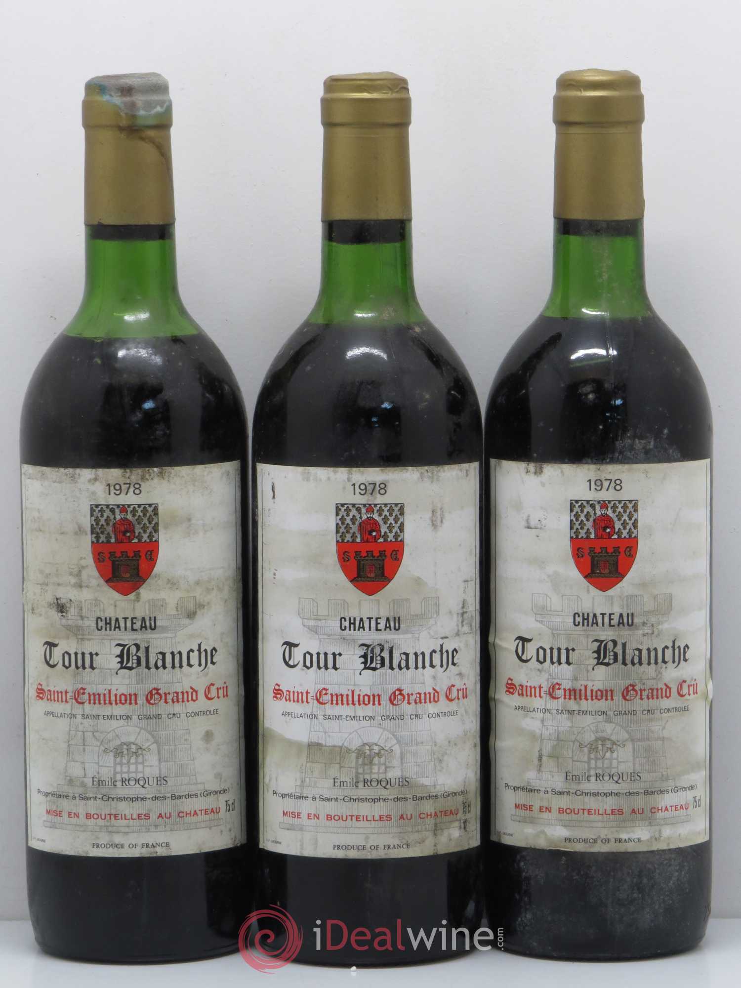 Saint-Émilion Château Tour Blanche 1978 - Lot de 3 bouteilles - 0