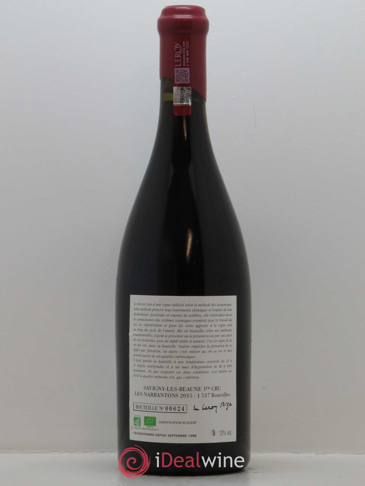 Savigny-lès-Beaune 1er Cru Les Narbantons Leroy (Domaine) 2015 - Lot de 1 bouteille - 1