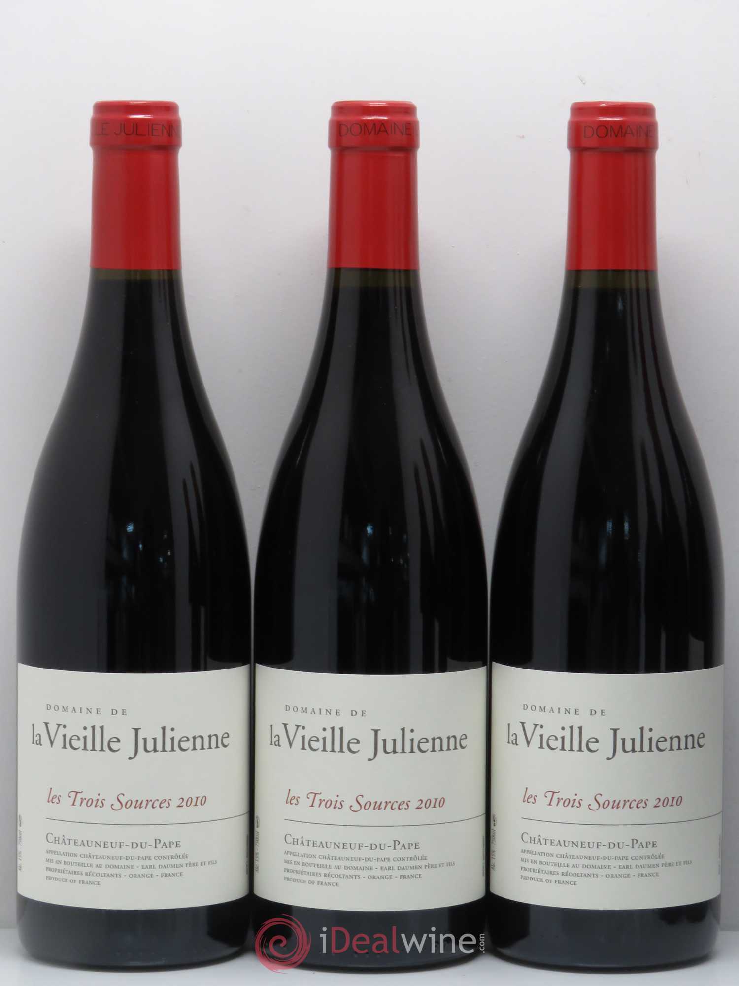 Châteauneuf-du-Pape Vieille Julienne (Domaine de la) Les Trois Sources Jean-Paul Daumen 2010 - Lot de 6 bouteilles - 1