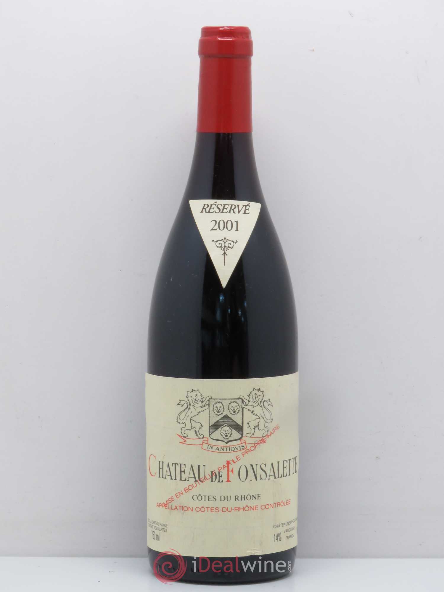 Côtes-du-Rhône Château de Fonsalette Emmanuel Reynaud 2001 - Lot de 1 bouteille - 0
