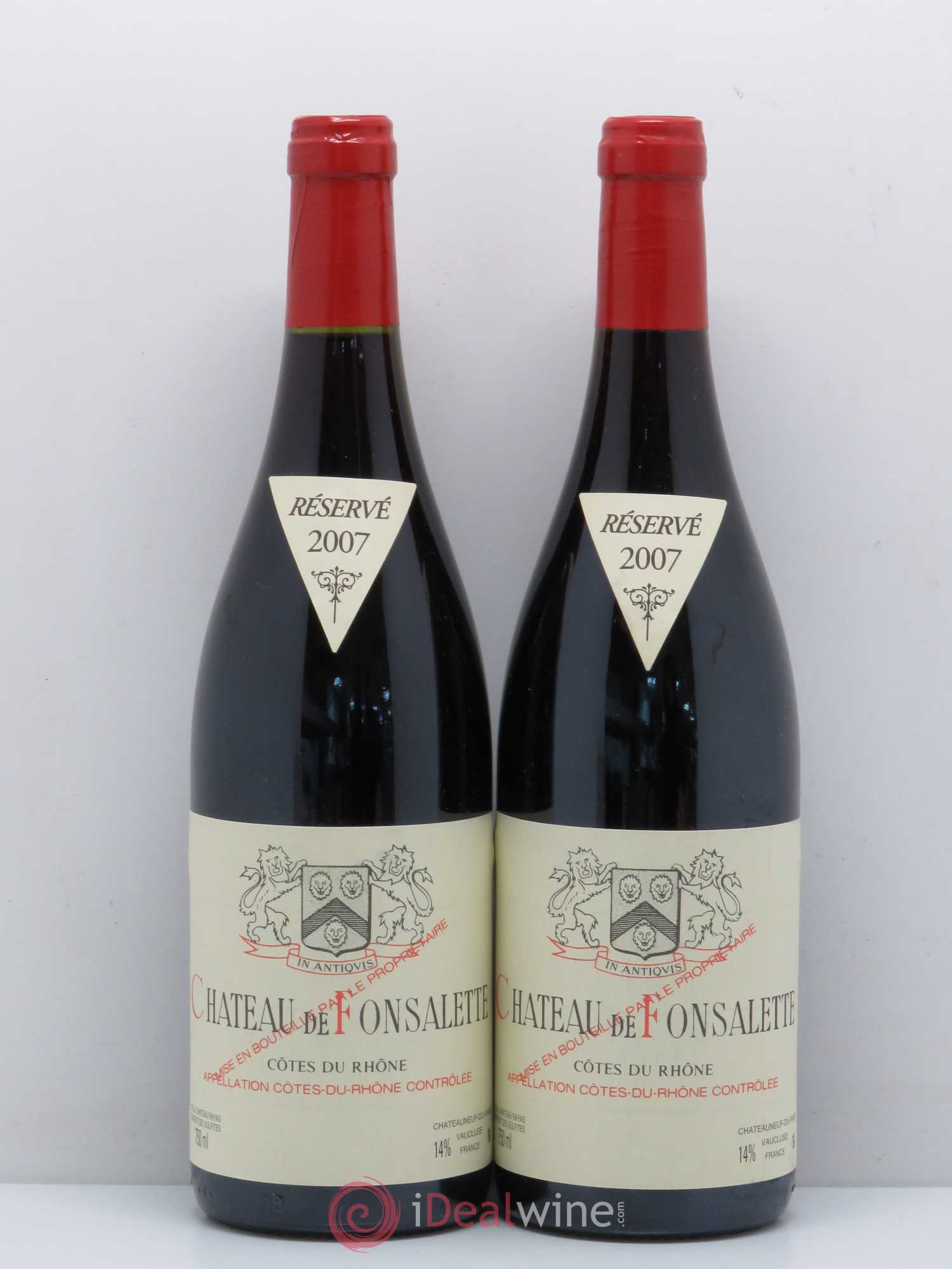 Côtes-du-Rhône Château de Fonsalette Emmanuel Reynaud 2007 - Lot de 2 bouteilles - 0