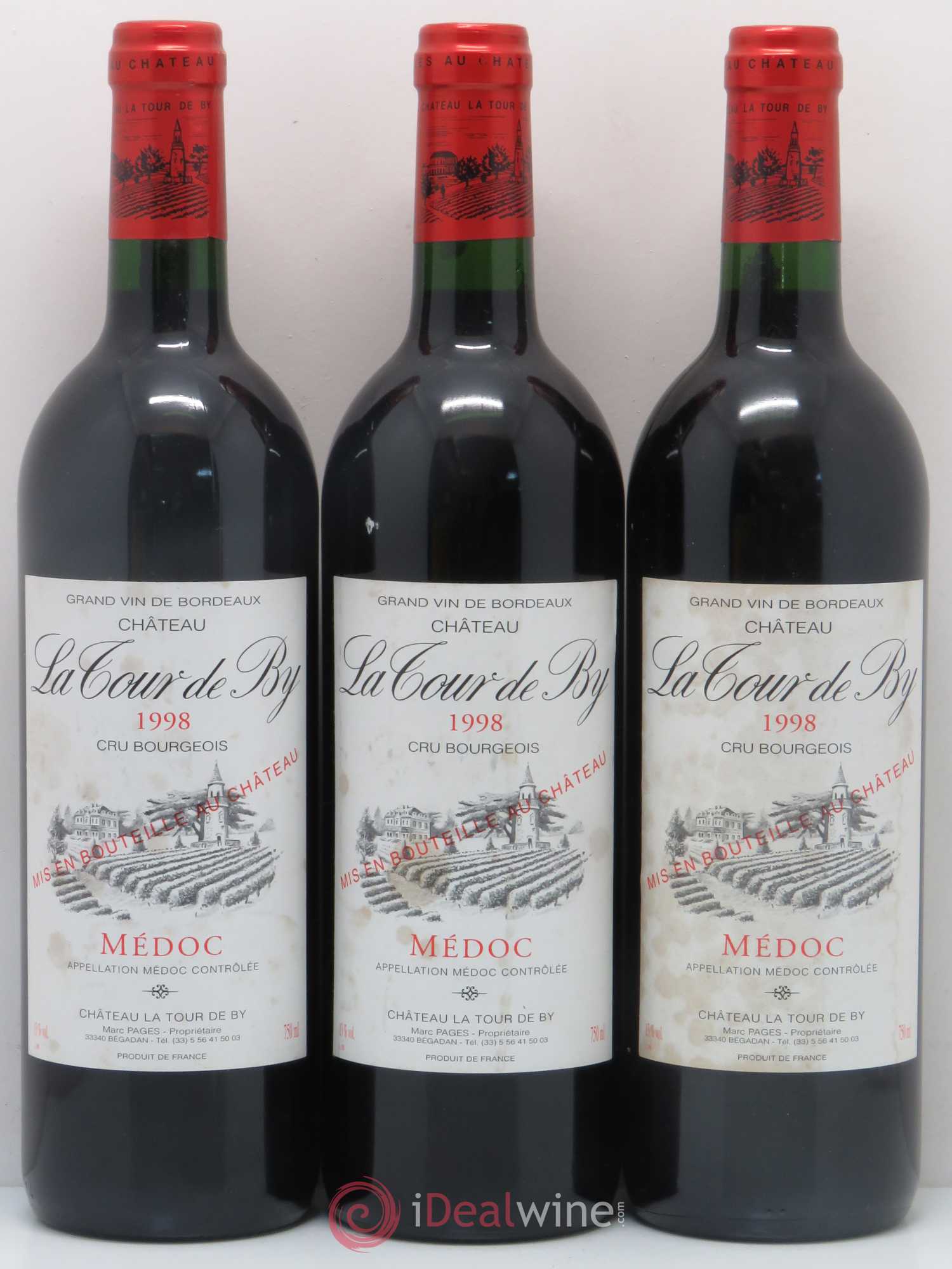 Château La Tour de By Cru Bourgeois (senza prezzo di riserva) 1998 - Lotto di 3 bottiglie - 0