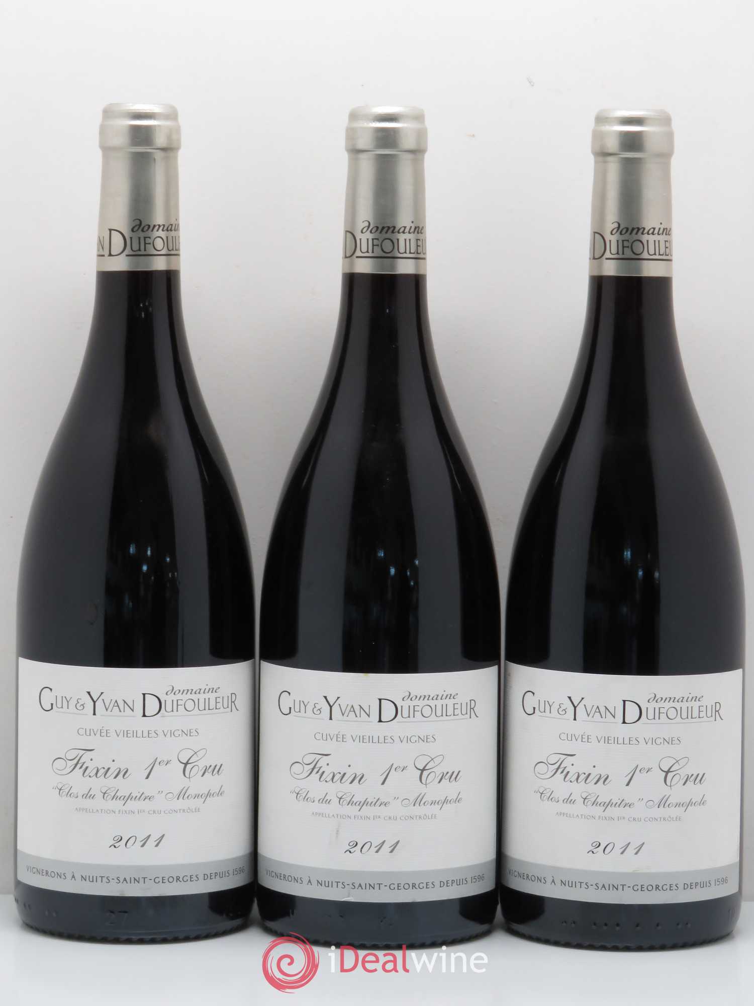Fixin 1er Cru Clos Du Chapitre cuvée vieilles vignes Dufouleur (sans prix de réserve) 2011 - Posten von 3 Flaschen - 0