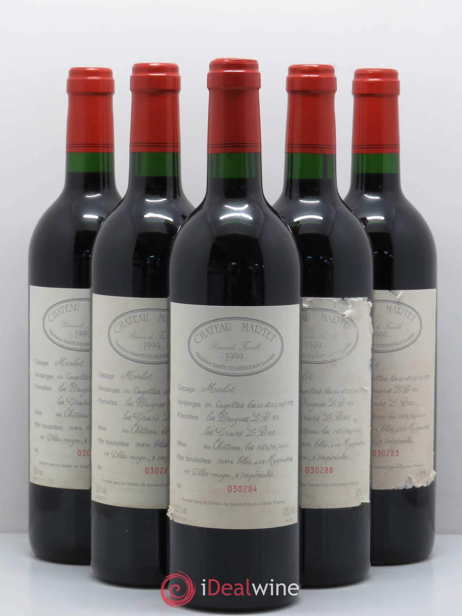 Sainte-Foy-Bordeaux Château Martet réserve de famille (sans prix de réserve) 1999 - Posten von 5 Flaschen - 0