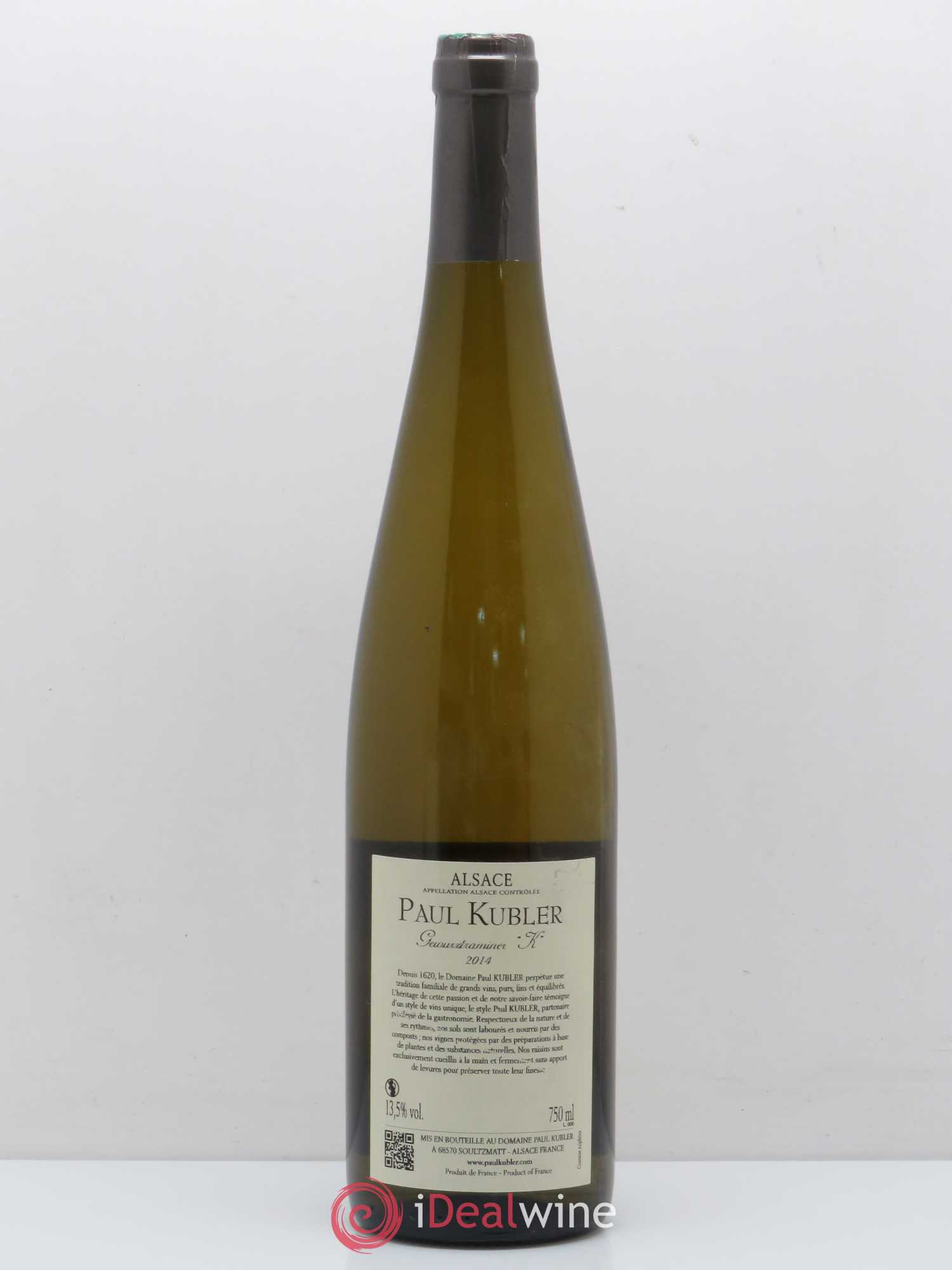 Gewurztraminer K Paul Kubler (sans prix de réserve) 2014 - Lot de 1 bouteille - 1