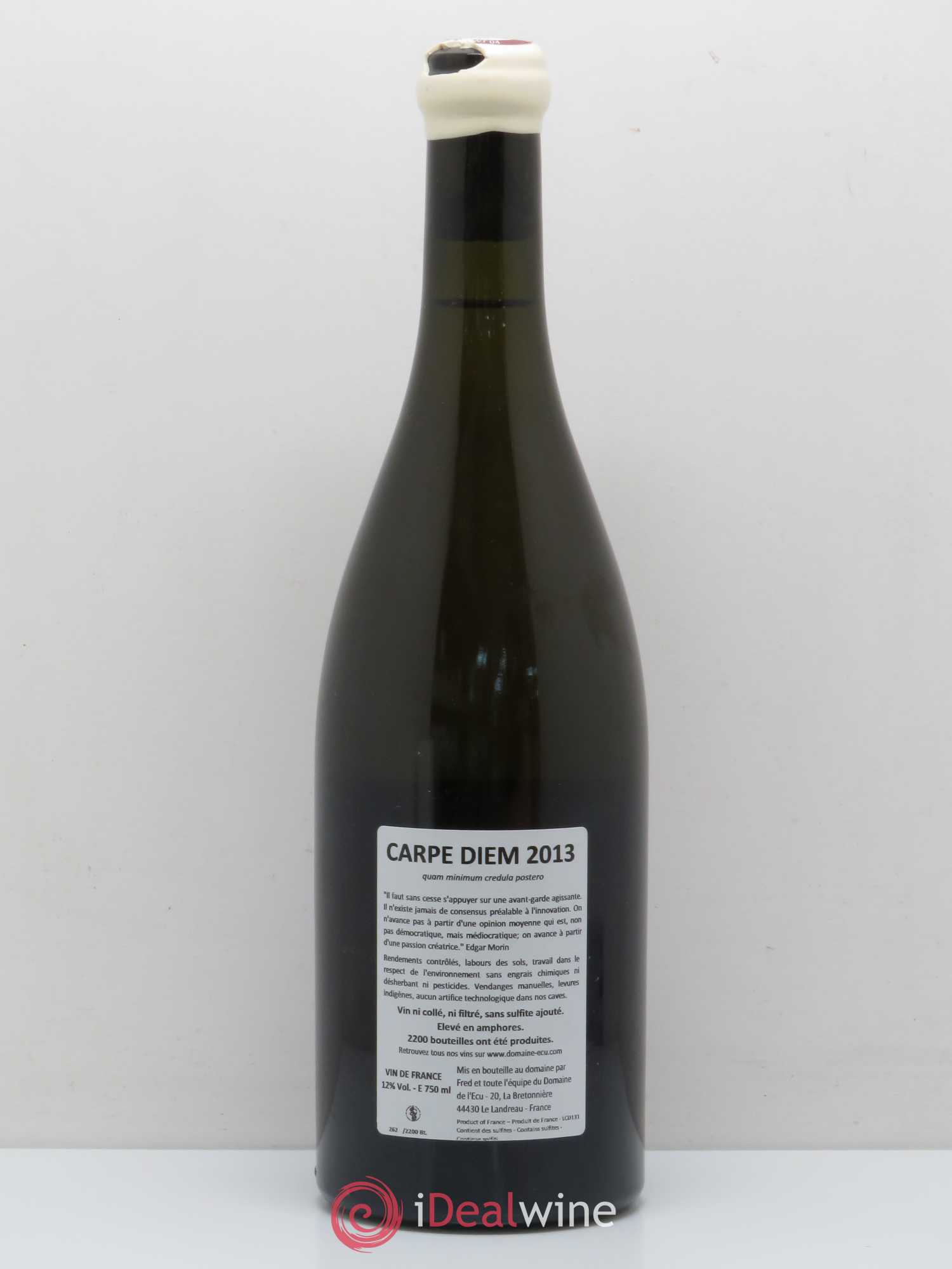 Vin de France Carpe Diem Domaine de L'Ecu 2013 - Lot de 1 bouteille - 1