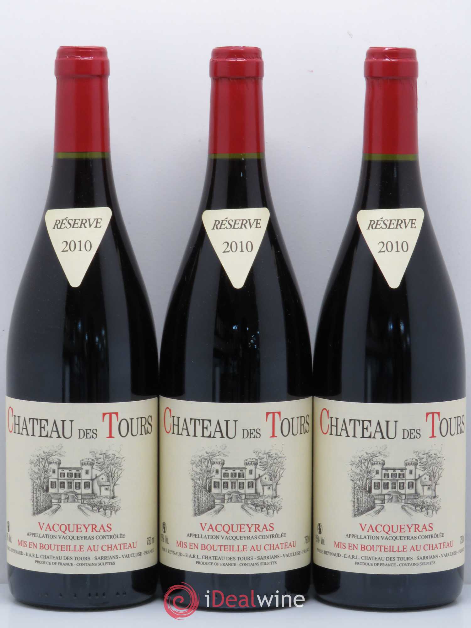 Vacqueyras Château des Tours Emmanuel Reynaud 2010 - Lot de 3 bouteilles - 0