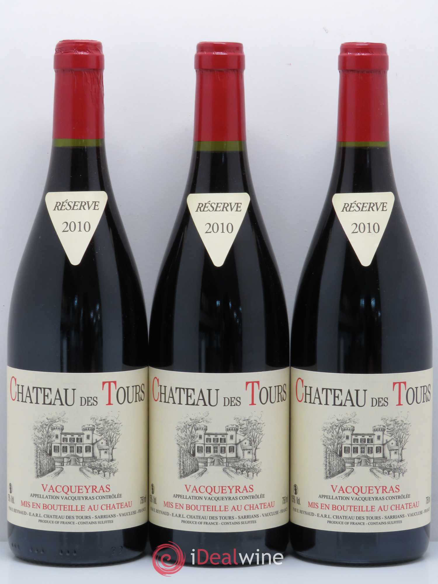 Vacqueyras Château des Tours Emmanuel Reynaud (sans prix de réserve) 2010 - Lot de 3 bouteilles - 0