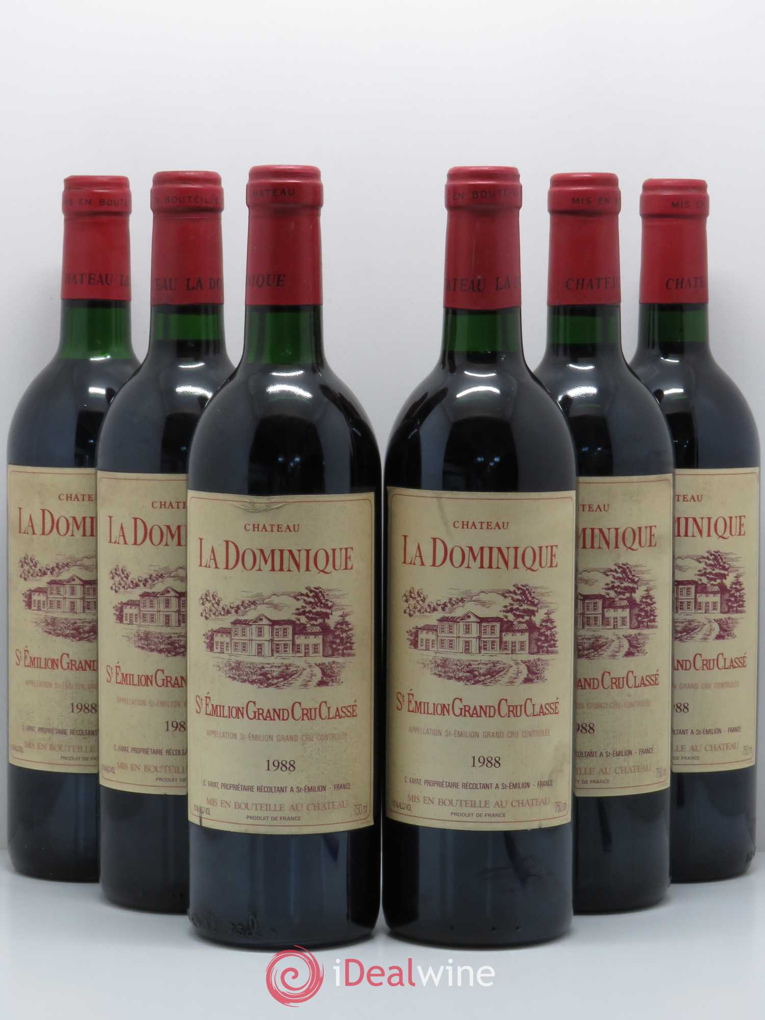 Château la Dominique Grand Cru Classé 1988 - Lot de 6 bouteilles - 0