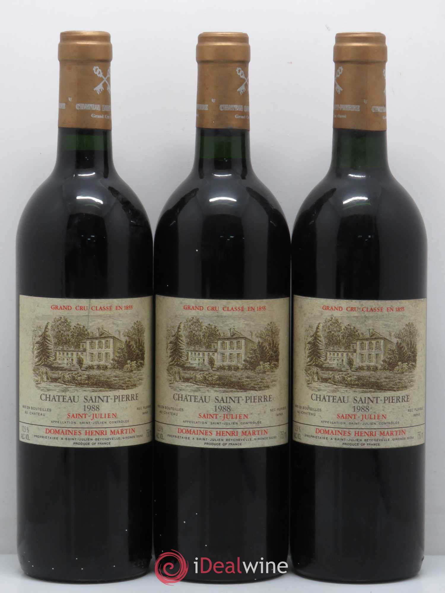 Château Saint-Pierre 4ème Grand Cru Classé 1988 - Lot de 3 bouteilles - 0