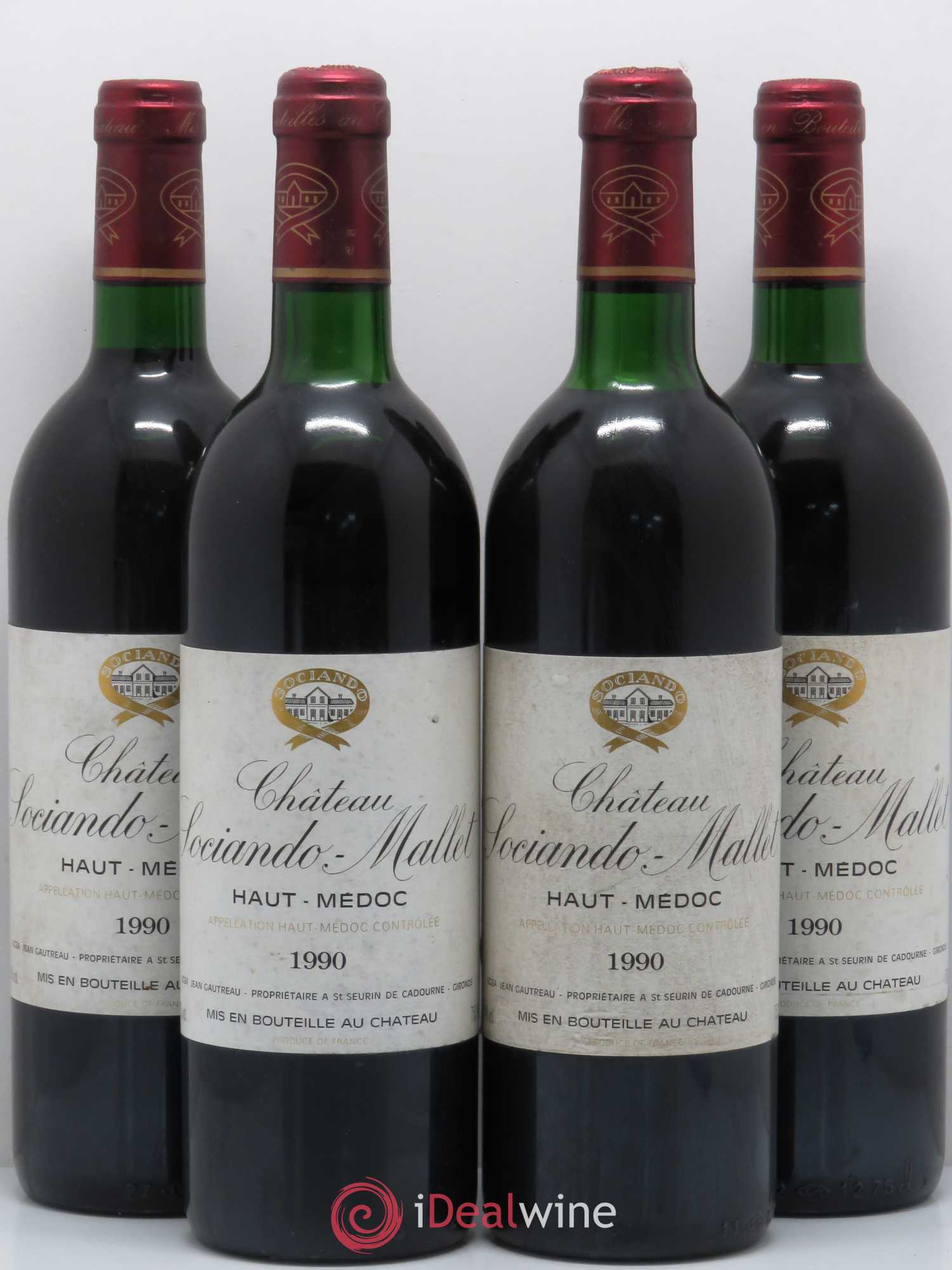 Château Sociando Mallet 1990 - Lot de 4 bouteilles - 0