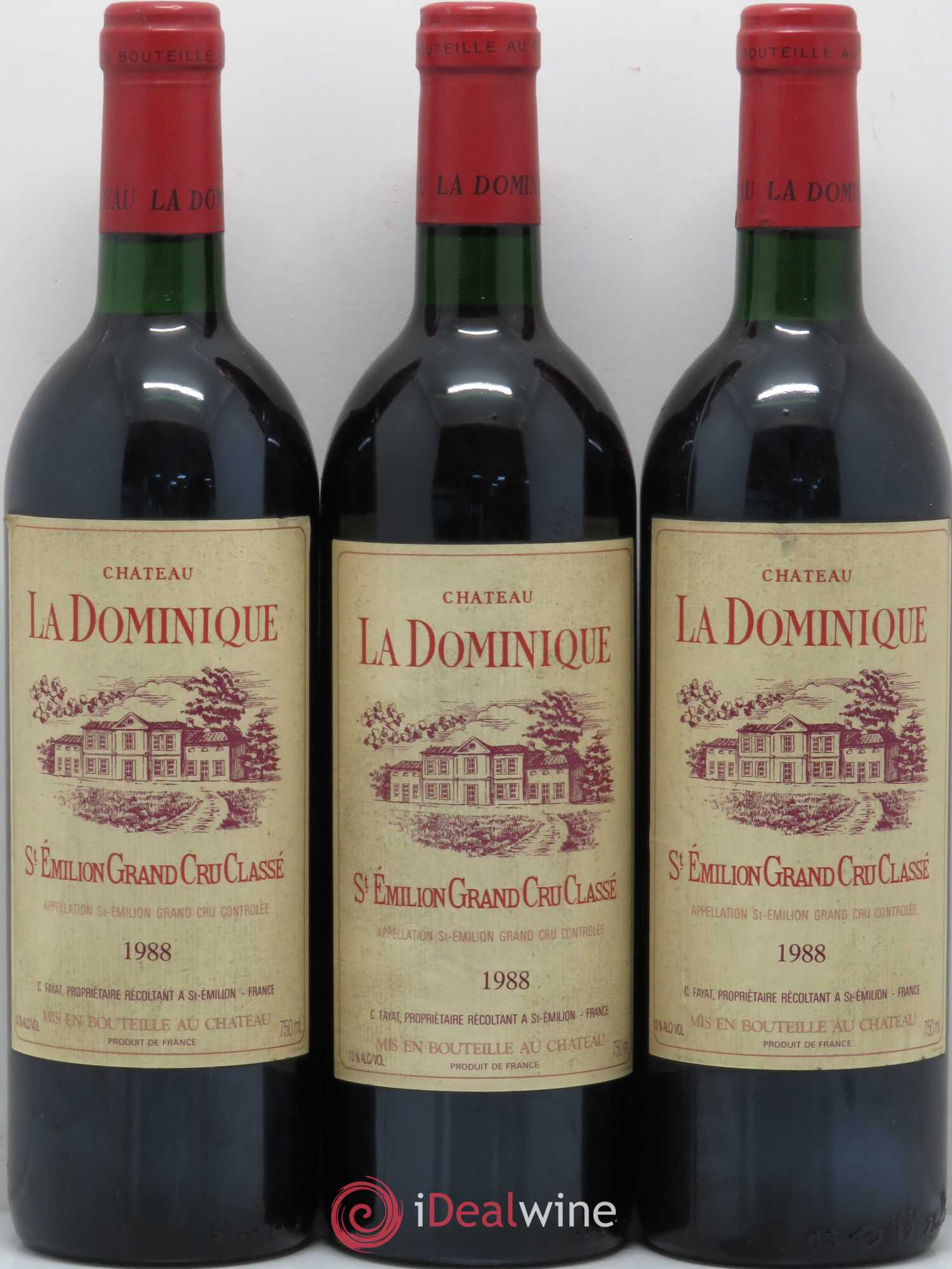 Château la Dominique Grand Cru Classé 1988 - Lot de 3 bouteilles - 0