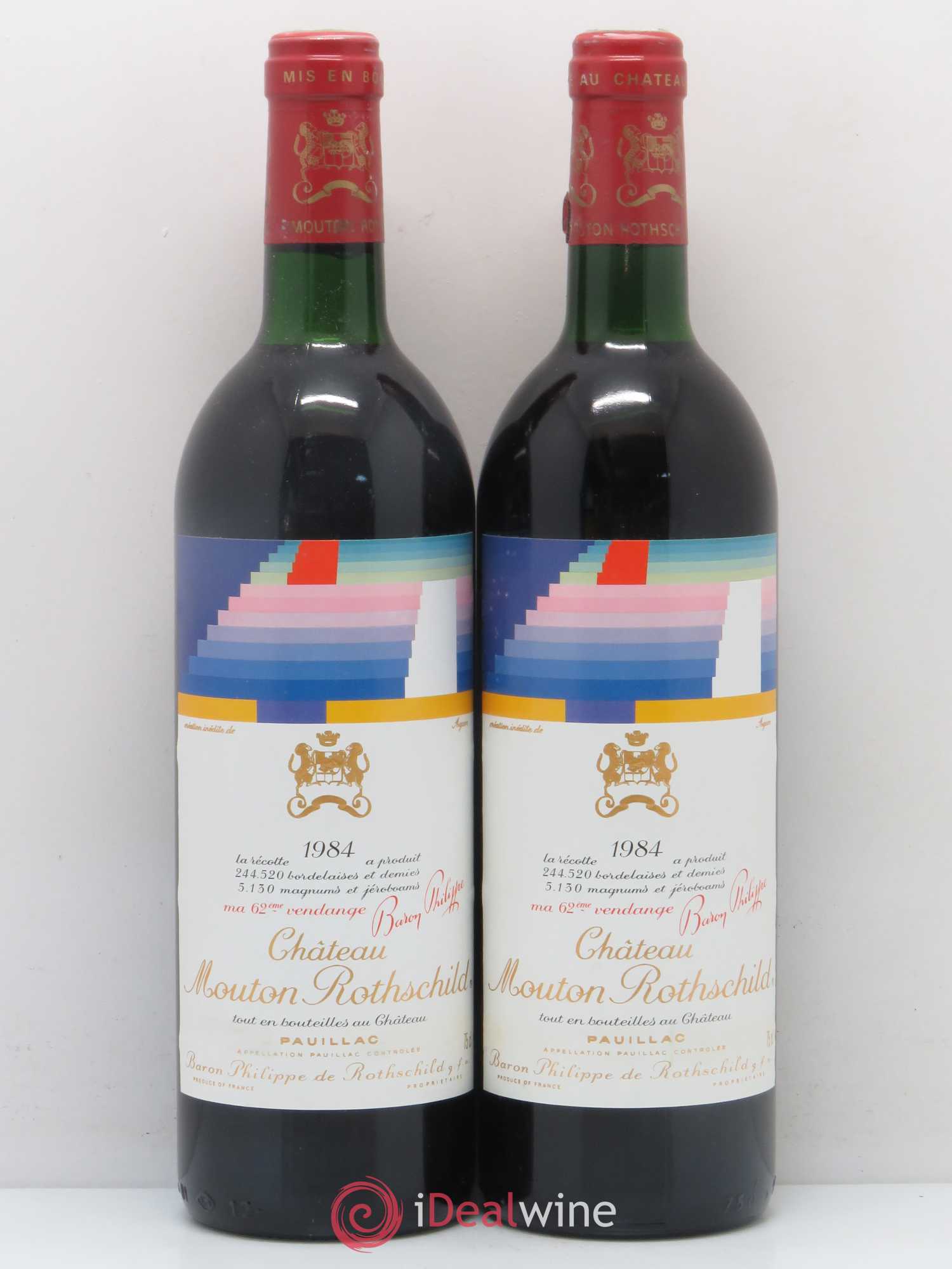 Château Mouton Rothschild 1er Grand Cru Classé 1984 - Lot de 2 bouteilles - 0