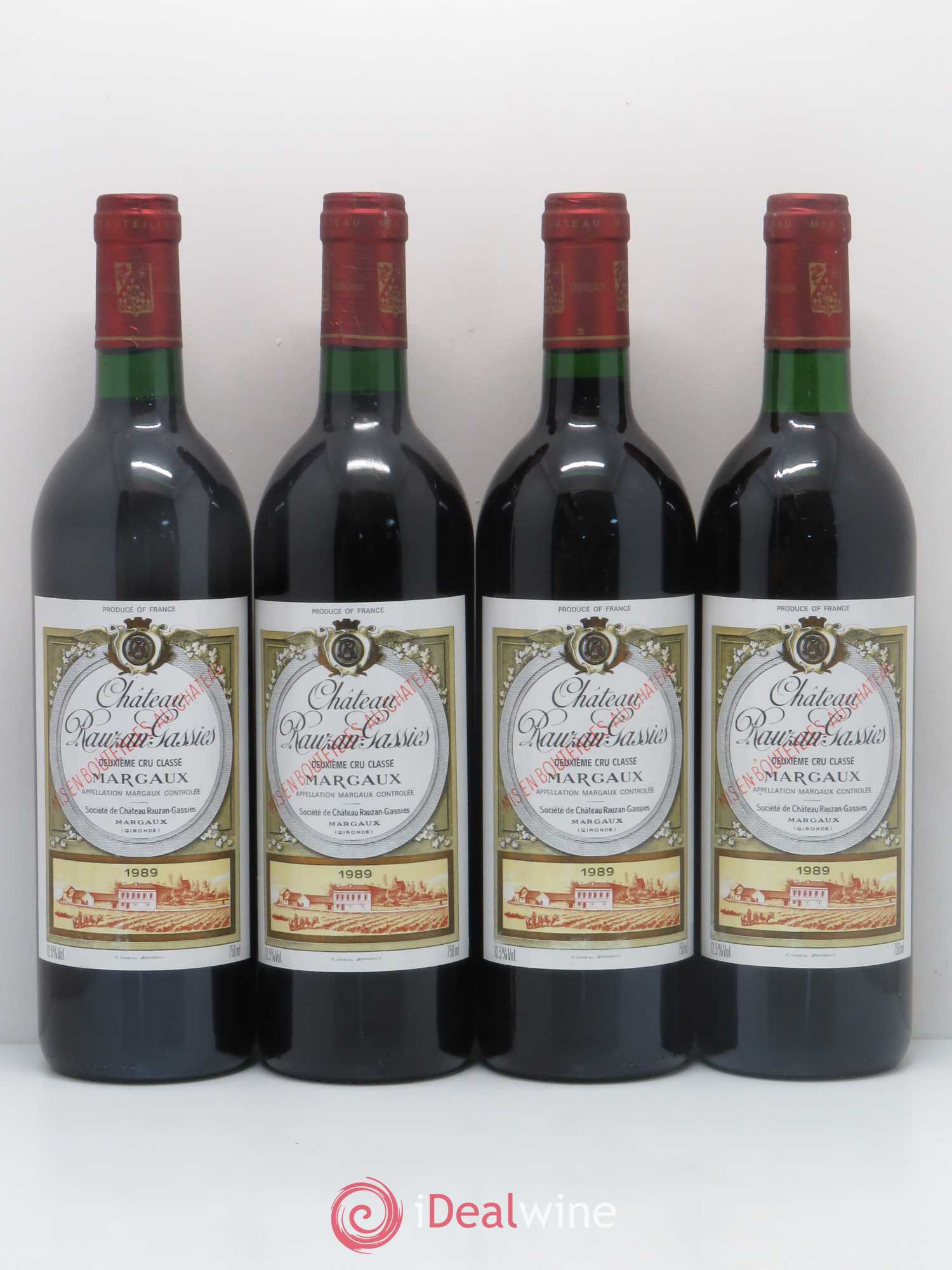 Château Rauzan-Gassies 2ème Grand Cru Classé 1989 - Lot de 4 bouteilles - 0