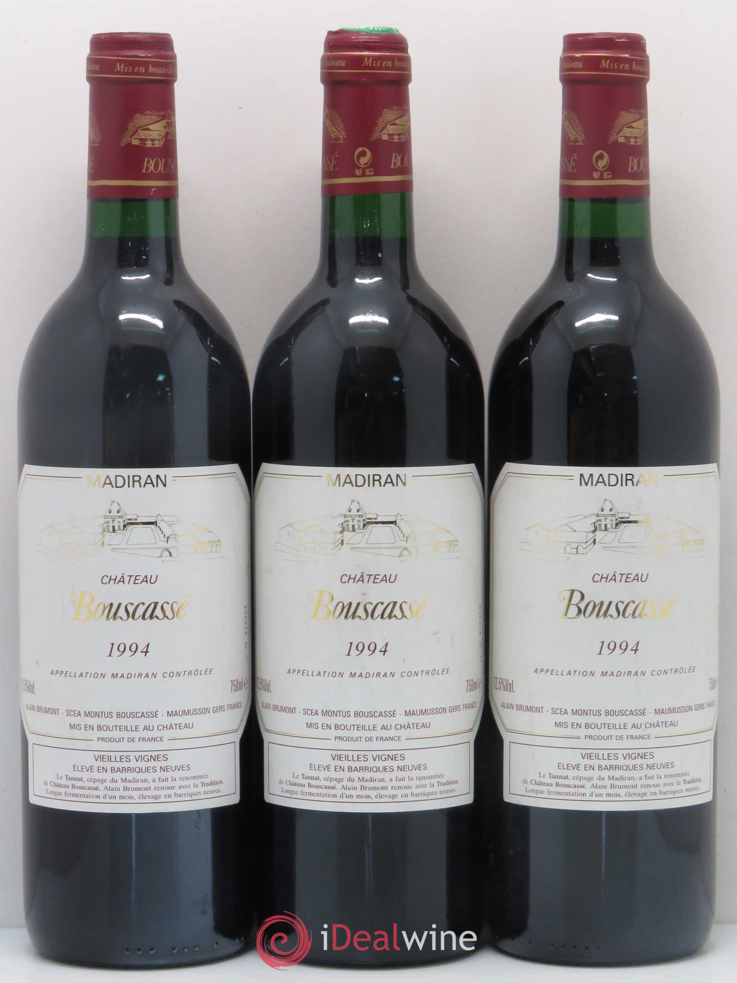 Madiran Vieilles Vignes Château Bouscassé - Alain Brumont 1994 - Lot de 3 bouteilles - 0