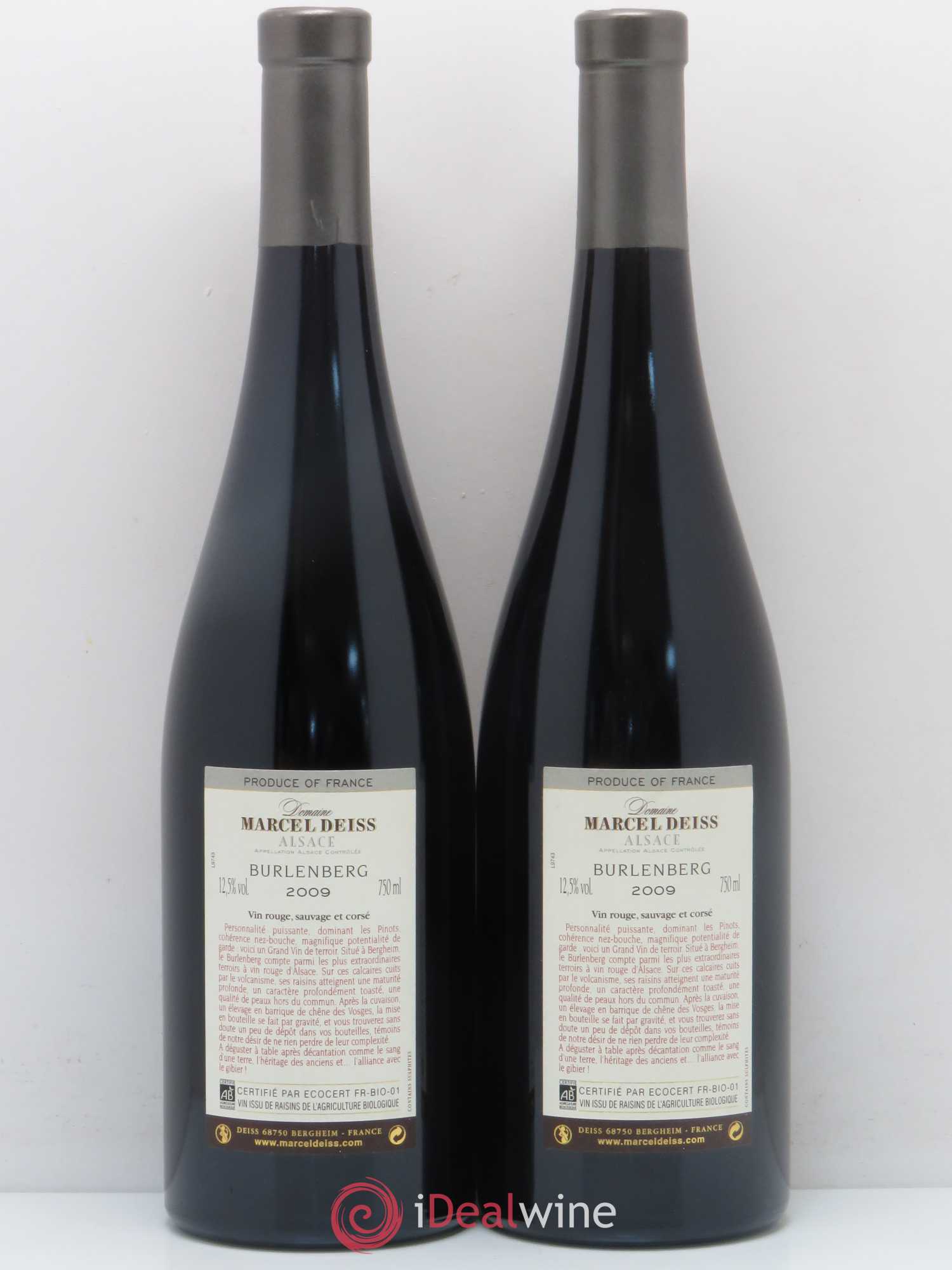 Pinot Noir Burlenberg Domaine Deiss (sans prix de réserve) 2009 - Posten von 2 Flaschen - 1