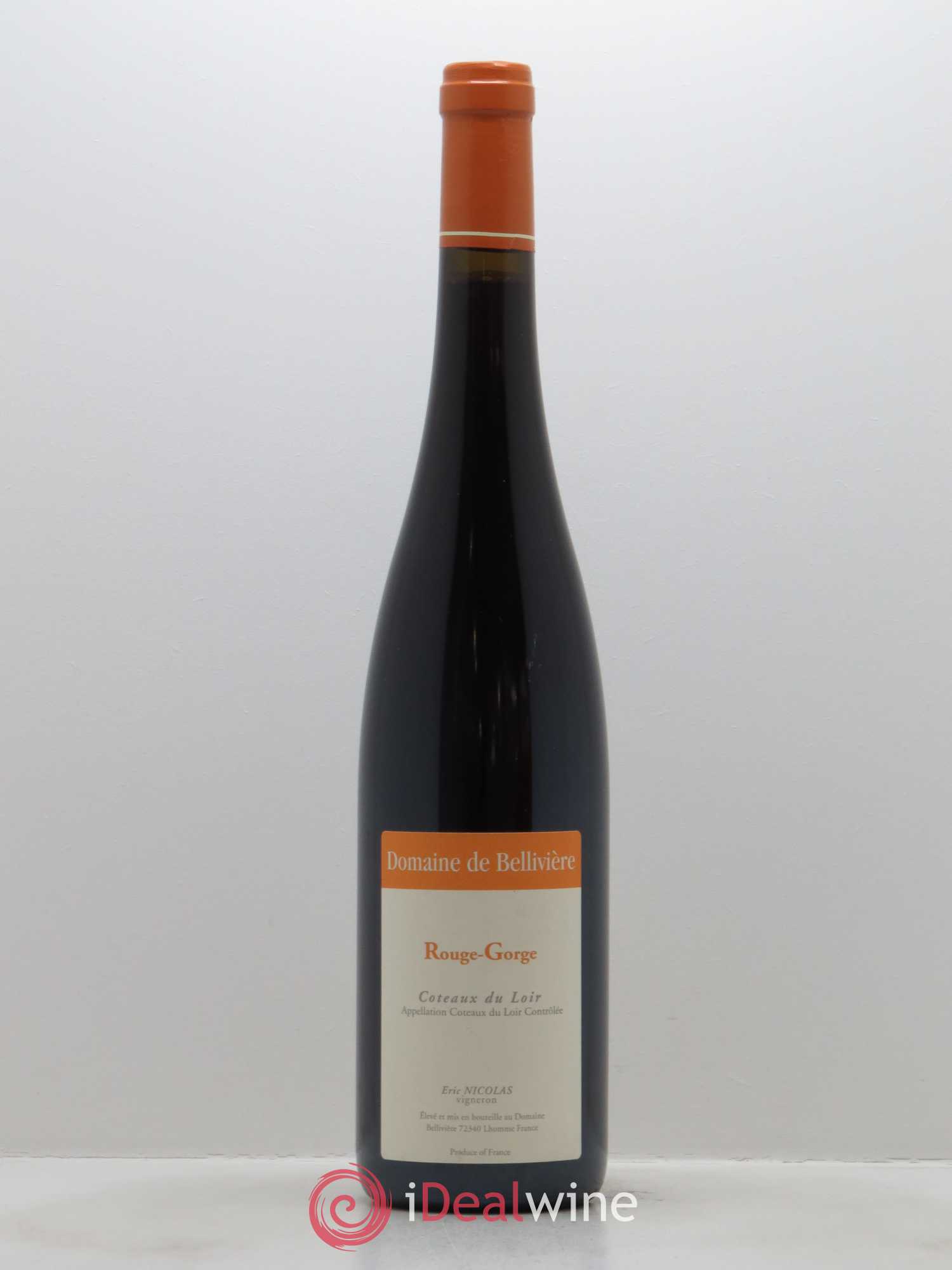 Coteaux du Loir Le Rouge Gorge Domaine de Bellivière 2016 - Lot de 1 bouteille - 0