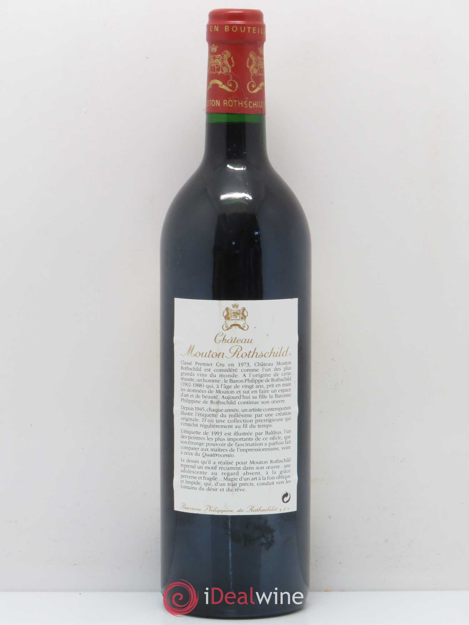 Château Mouton Rothschild 1er Grand Cru Classé 1993 - Lot de 1 bouteille - 1