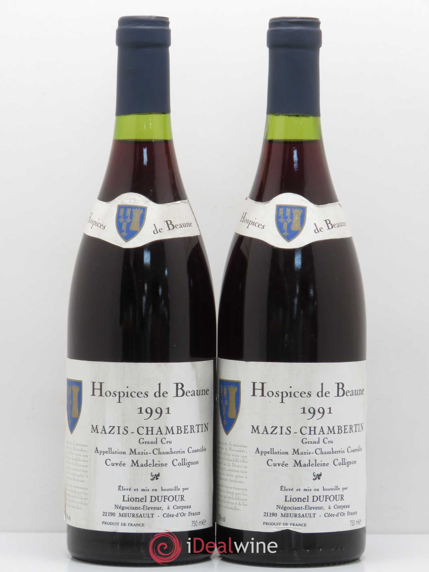 Mazis-Chambertin Grand Cru Hospices de Beaune Cuvée Madeleine Collignon Lionel Dufour 1991 - Posten von 2 Flaschen - 0