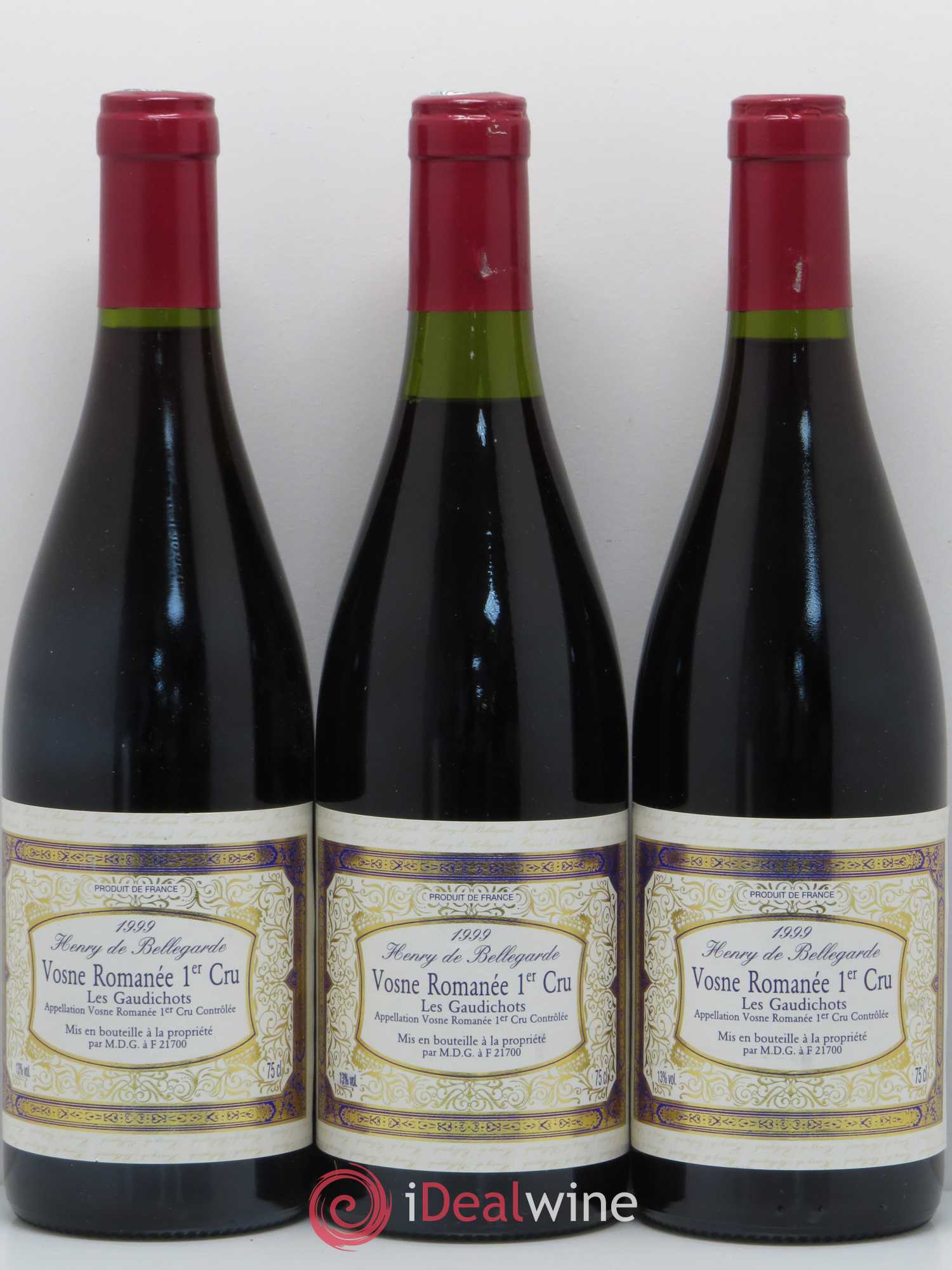 Vosne-Romanée 1er Cru Les Gaudichots Henry De Bellegrade 1999 - Posten von 3 Flaschen - 0