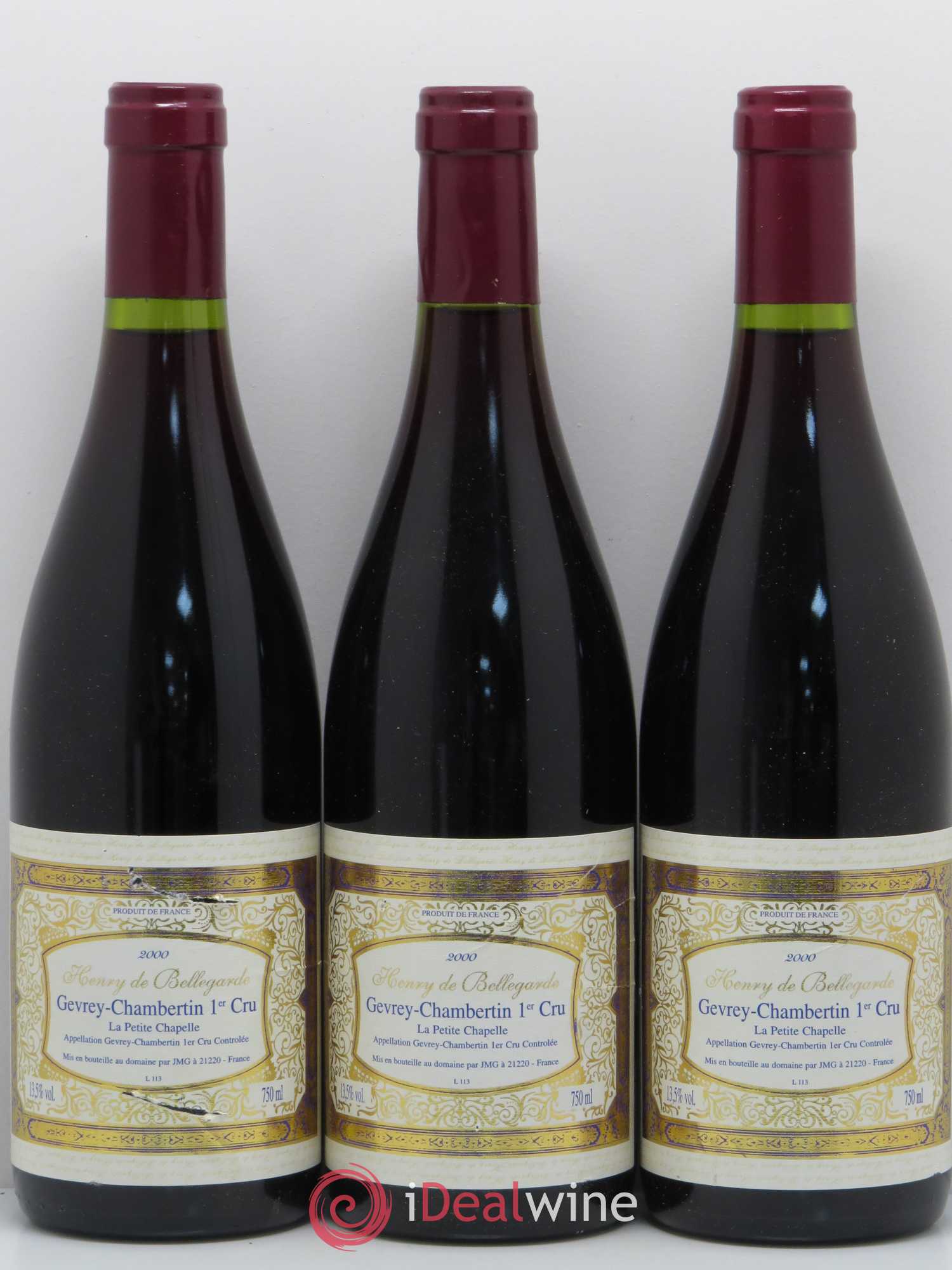 Gevrey-Chambertin 1er Cru La Petite Chapelle Henry De Bellegarde 2000 - Posten von 3 Flaschen - 0