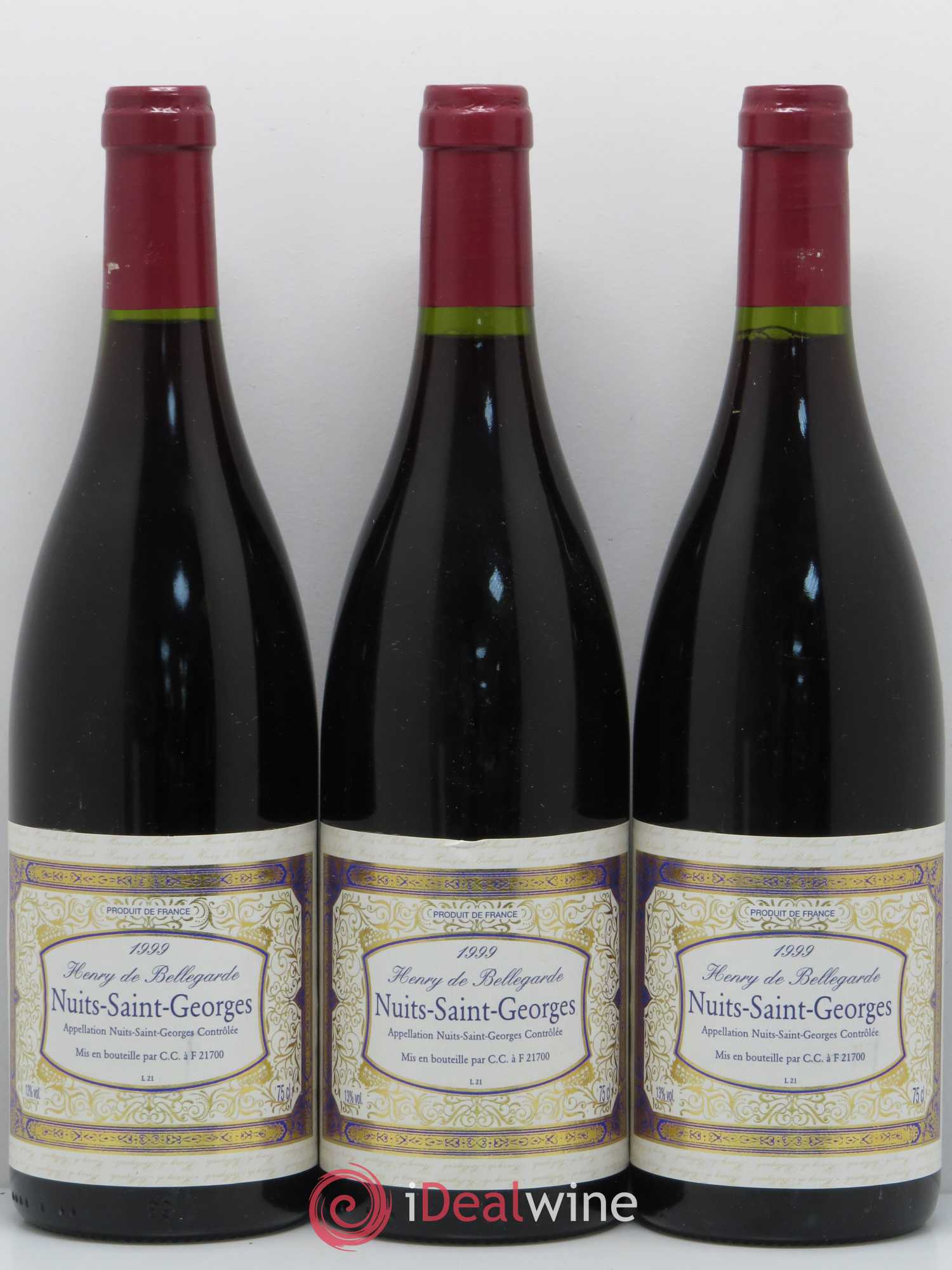 Nuits-Saint-Georges Henry De Bellegarde 1999 - Posten von 3 Flaschen - 0