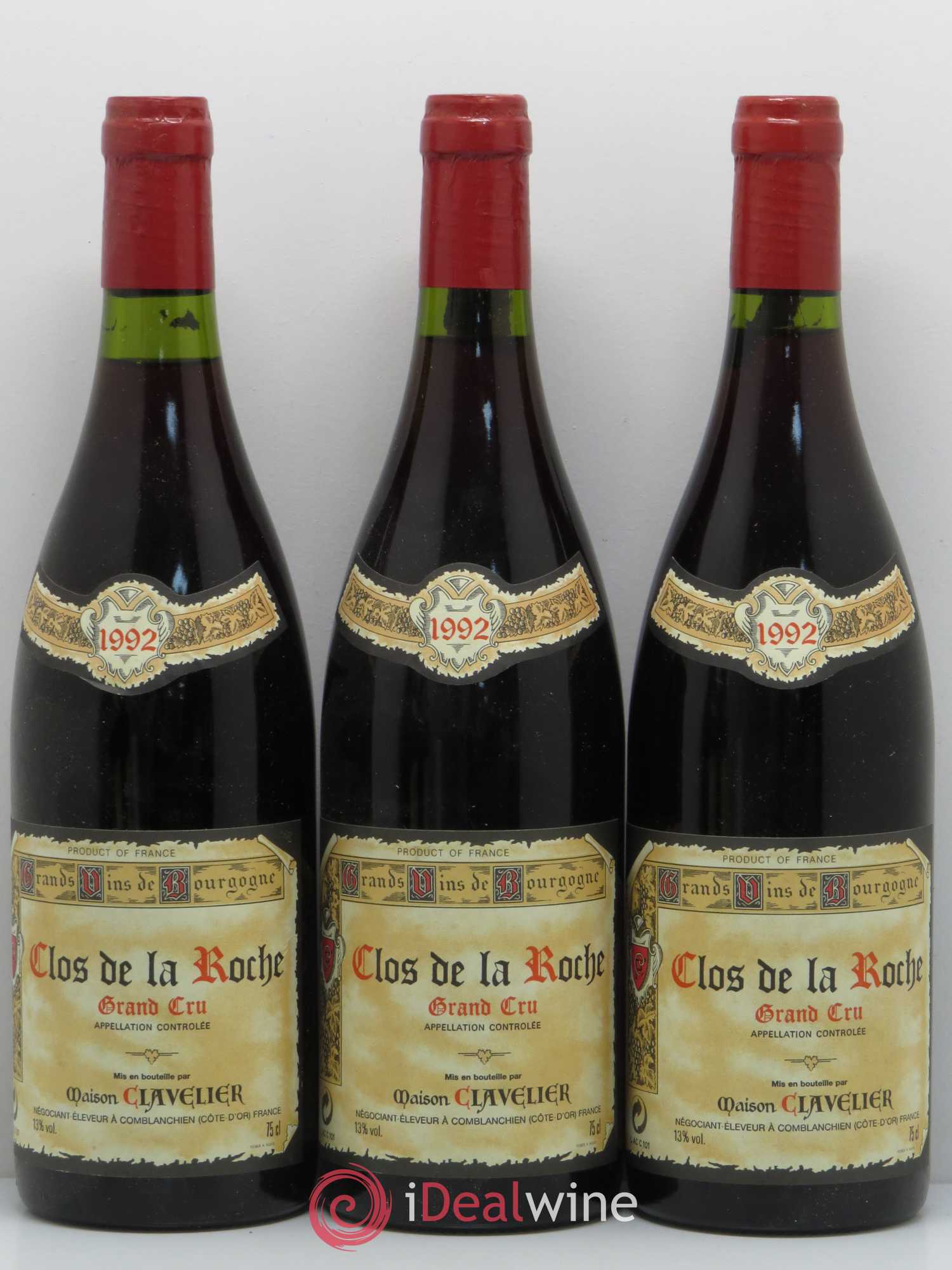 Clos de la Roche Grand Cru Clavelier 1992 - Lot de 5 bouteilles - 1