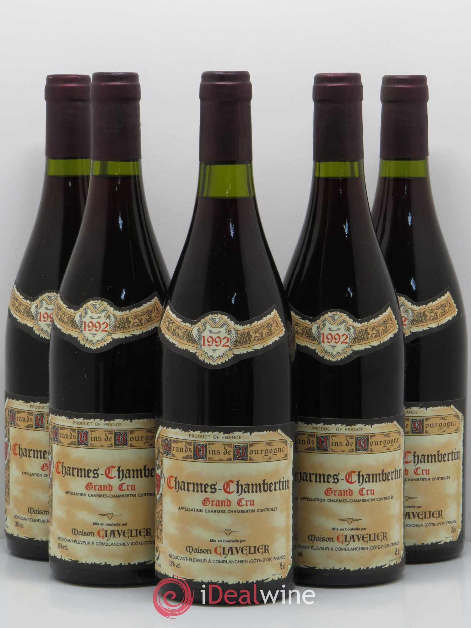Charmes-Chambertin Grand Cru Clavelier 1992 - Lot de 5 bouteilles - 0