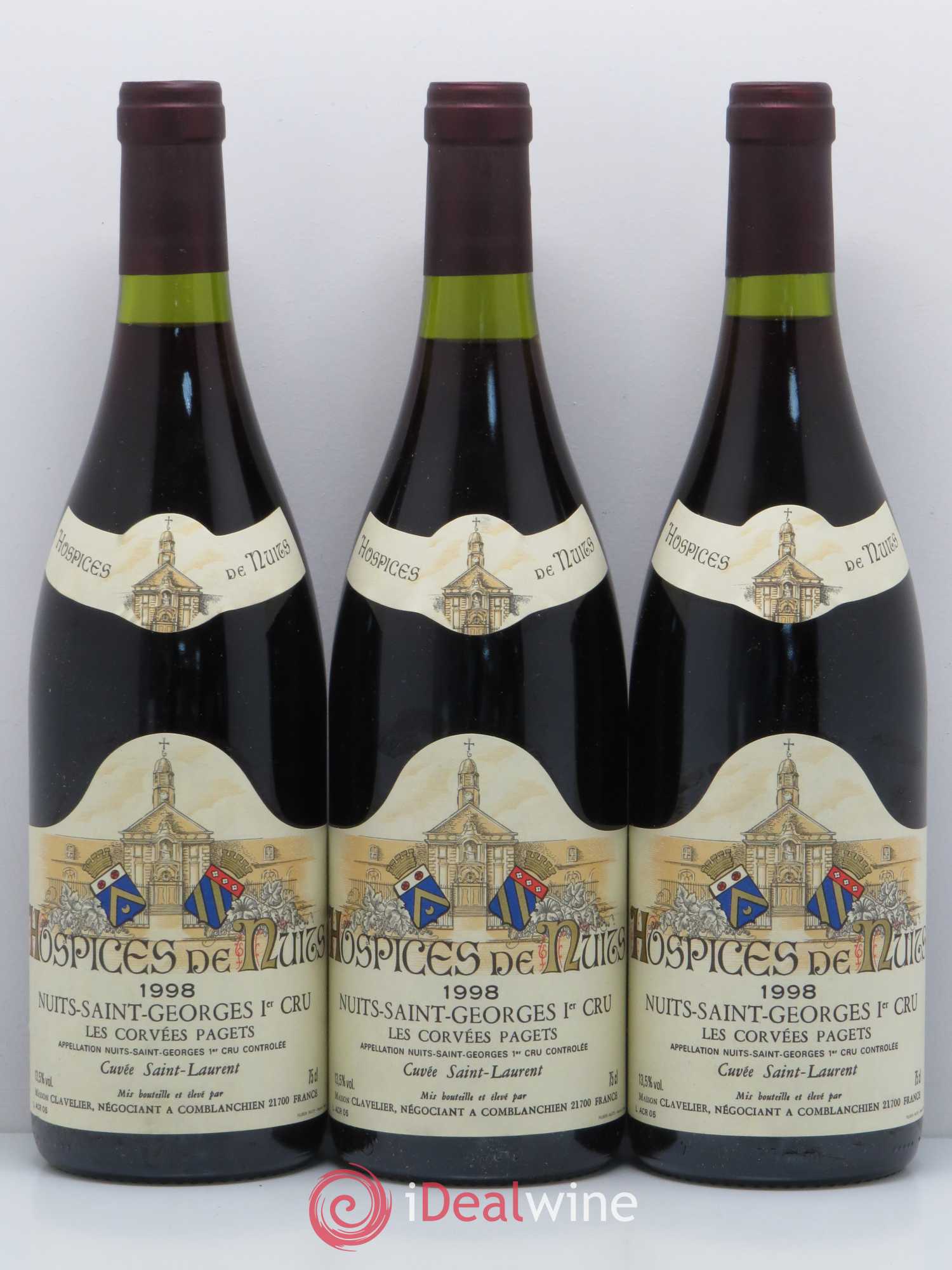 Nuits-Saint-Georges 1er Cru Les Corvees Pagets cuvée Saint Laurent Hospices de nuits 1998 - Posten von 6 Flaschen - 2