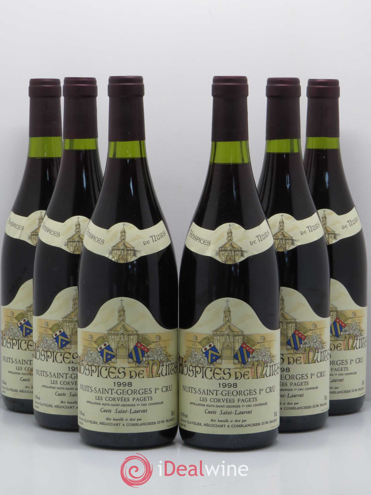 Nuits-Saint-Georges 1er Cru Les Corvees Pagets cuvée Saint Laurent Hospices de nuits 1998 - Posten von 6 Flaschen - 0